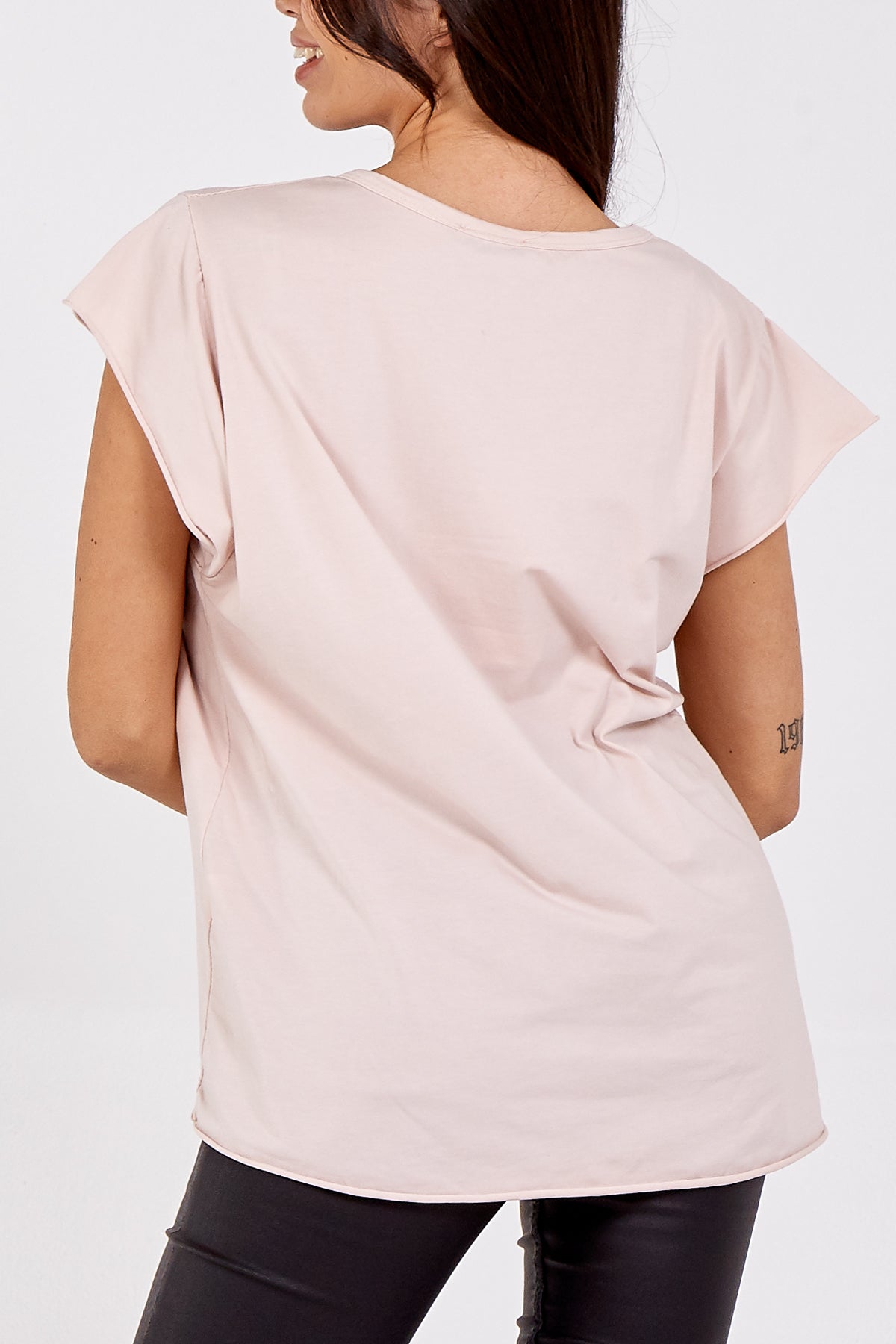 Cap Sleeve High Low Rolled Edge Top