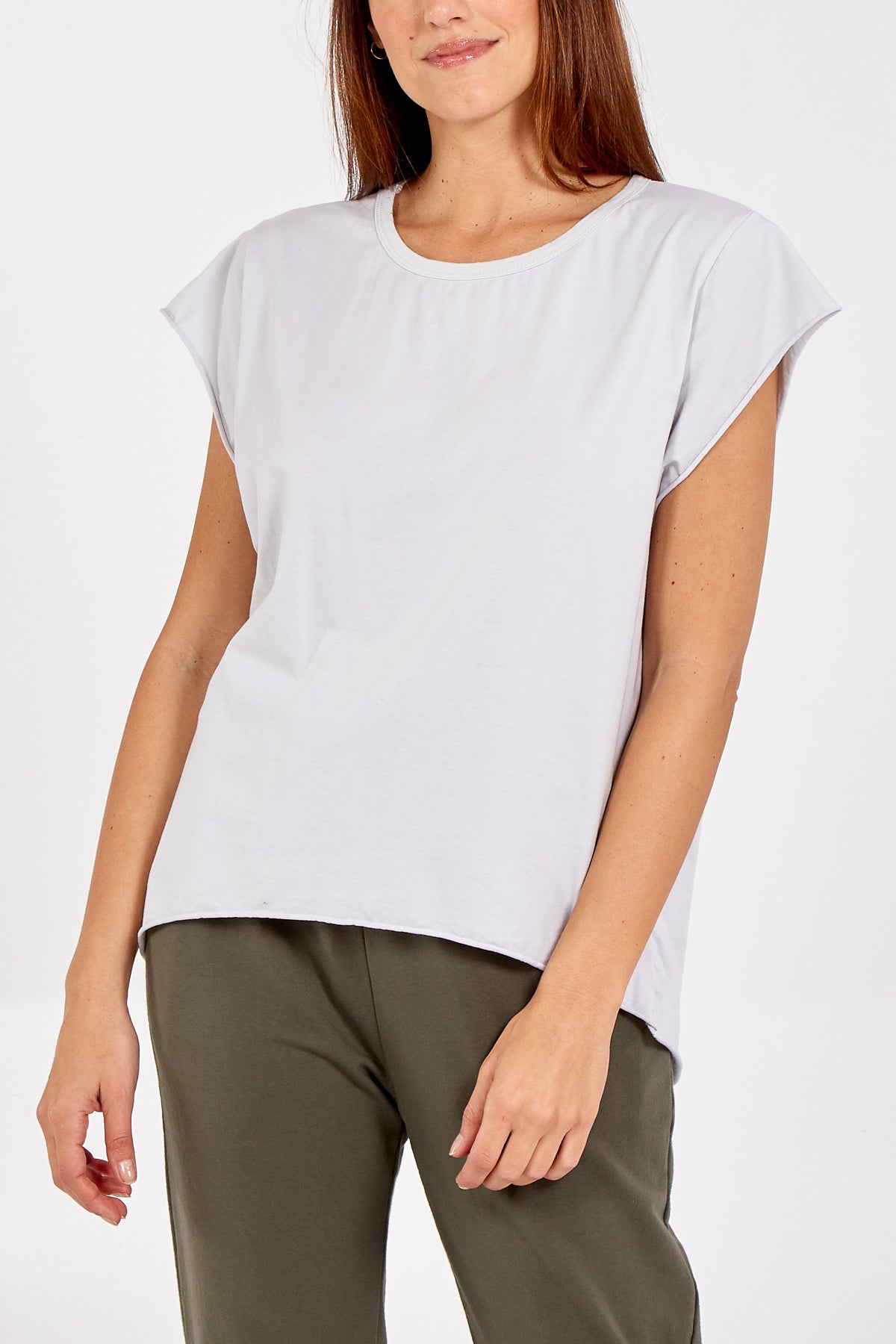 Cap Sleeve High Low Rolled Edge Top
