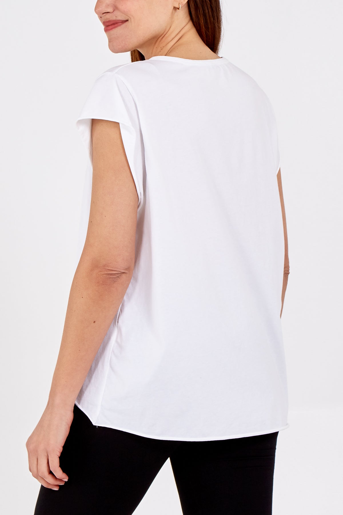 Cap Sleeve High Low Rolled Edge Top