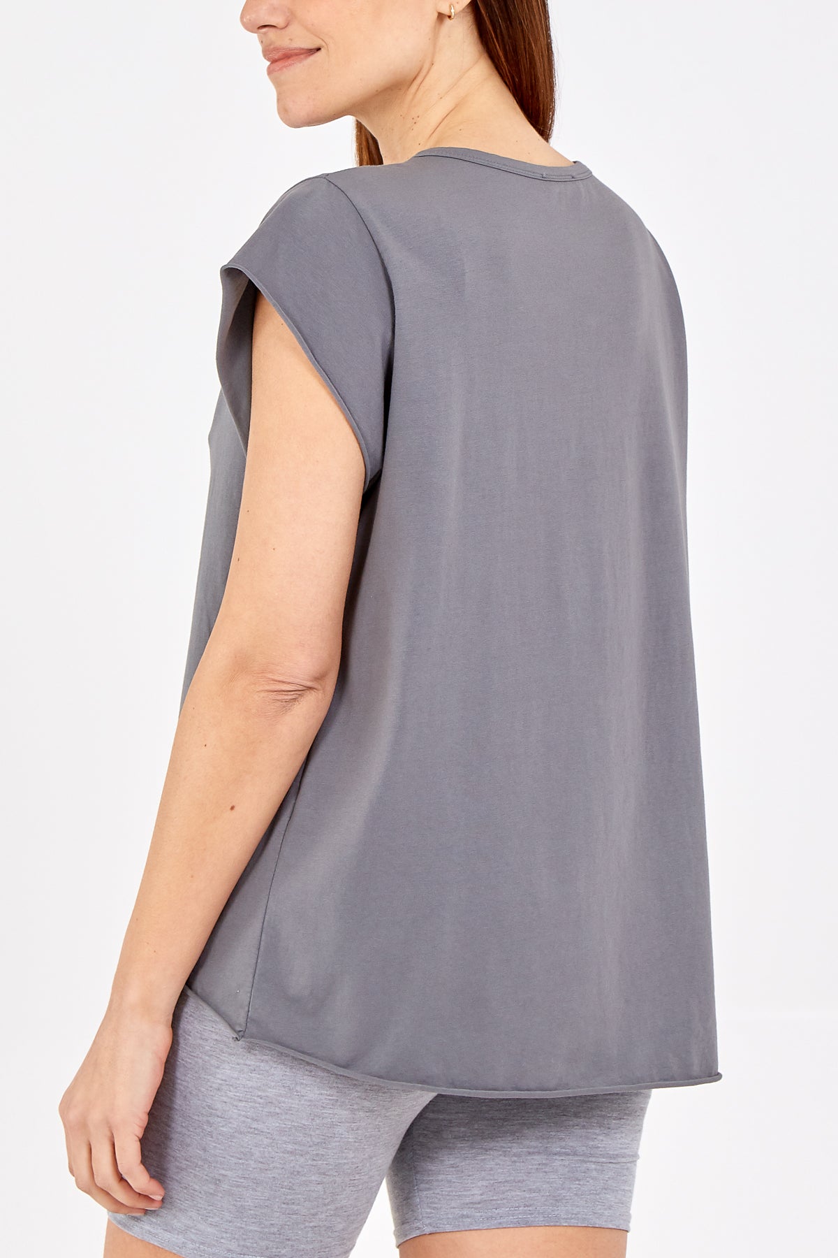 Cap Sleeve High Low Rolled Edge Top