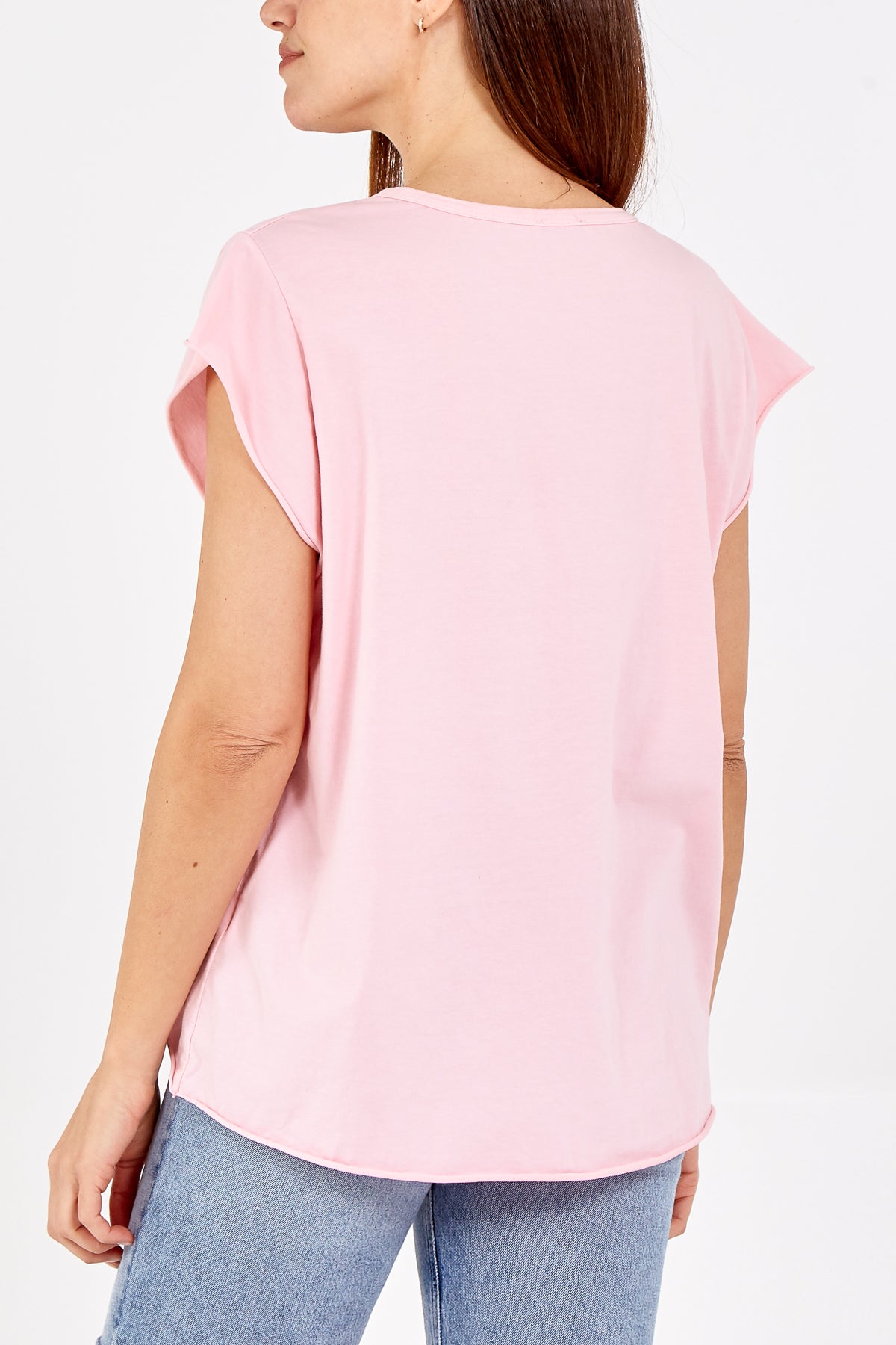 Cap Sleeve High Low Rolled Edge Top