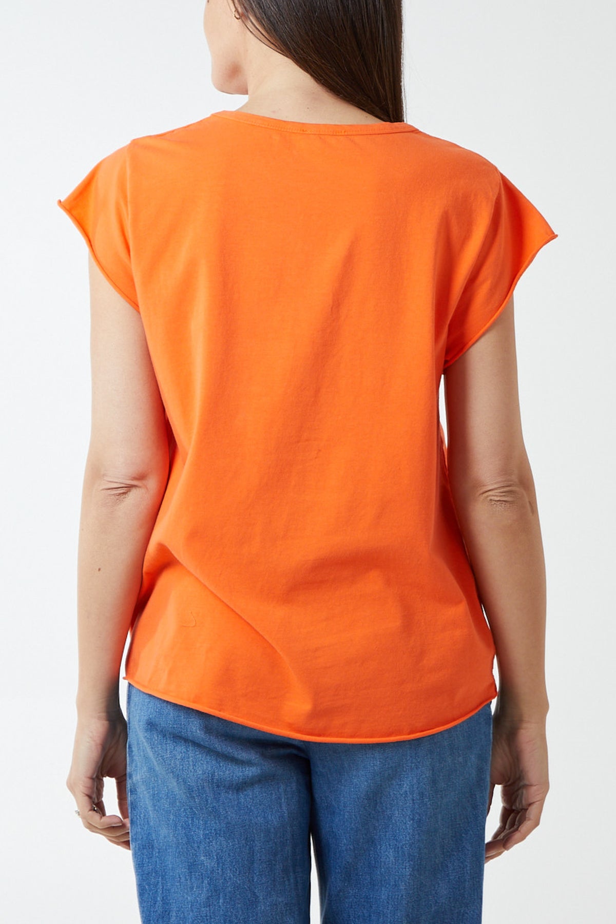 Cap Sleeve High Low Rolled Edge Top