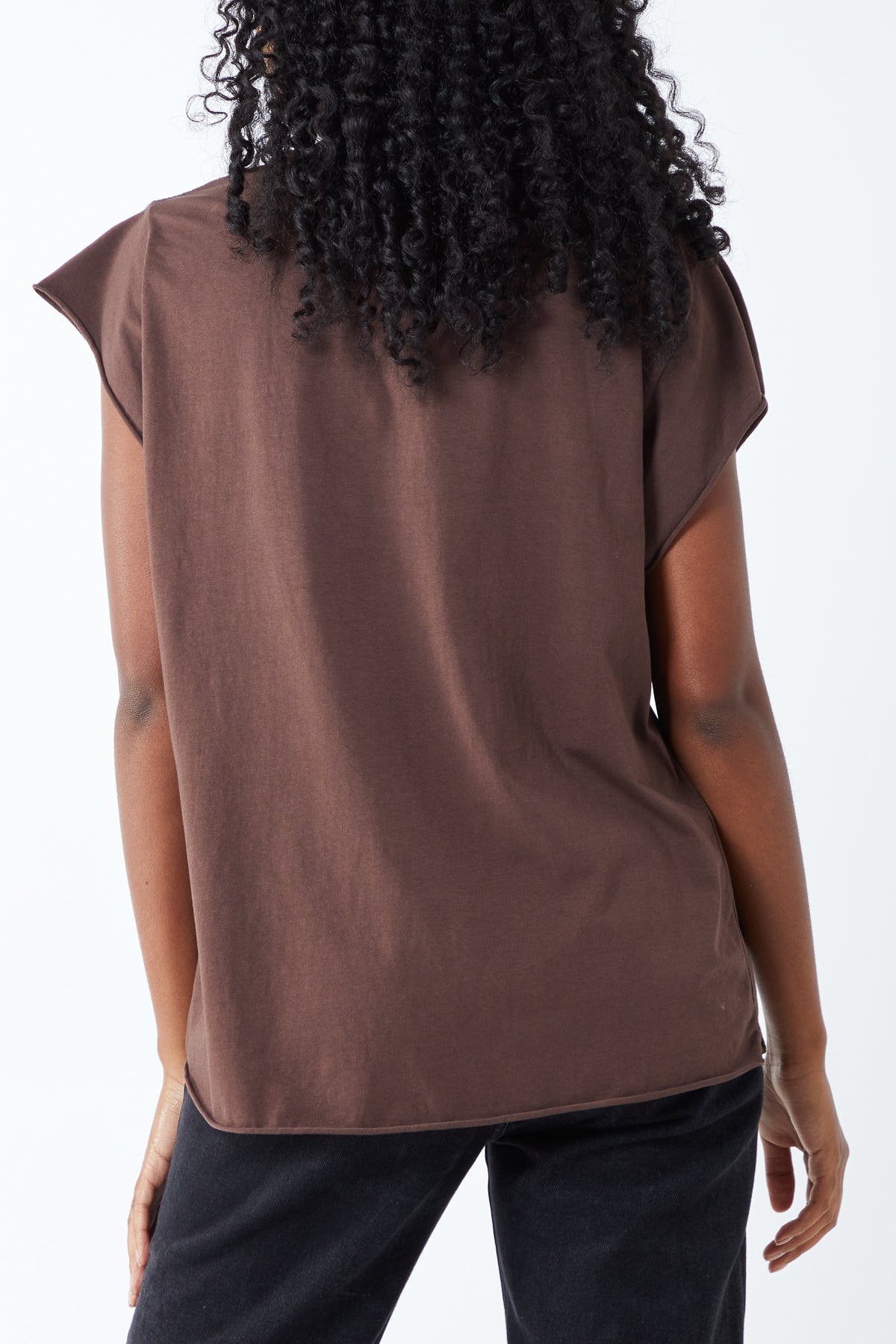 Cap Sleeve High Low Rolled Edge Top