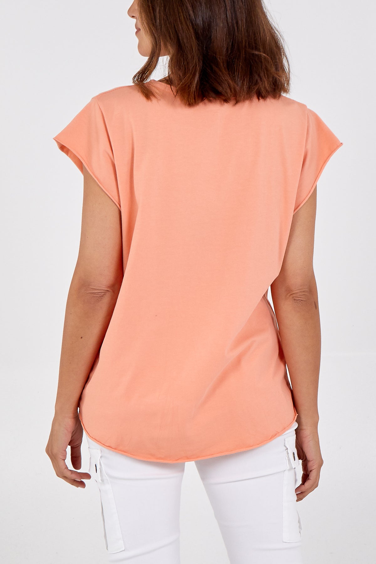 Cap Sleeve High Low Rolled Edge Top