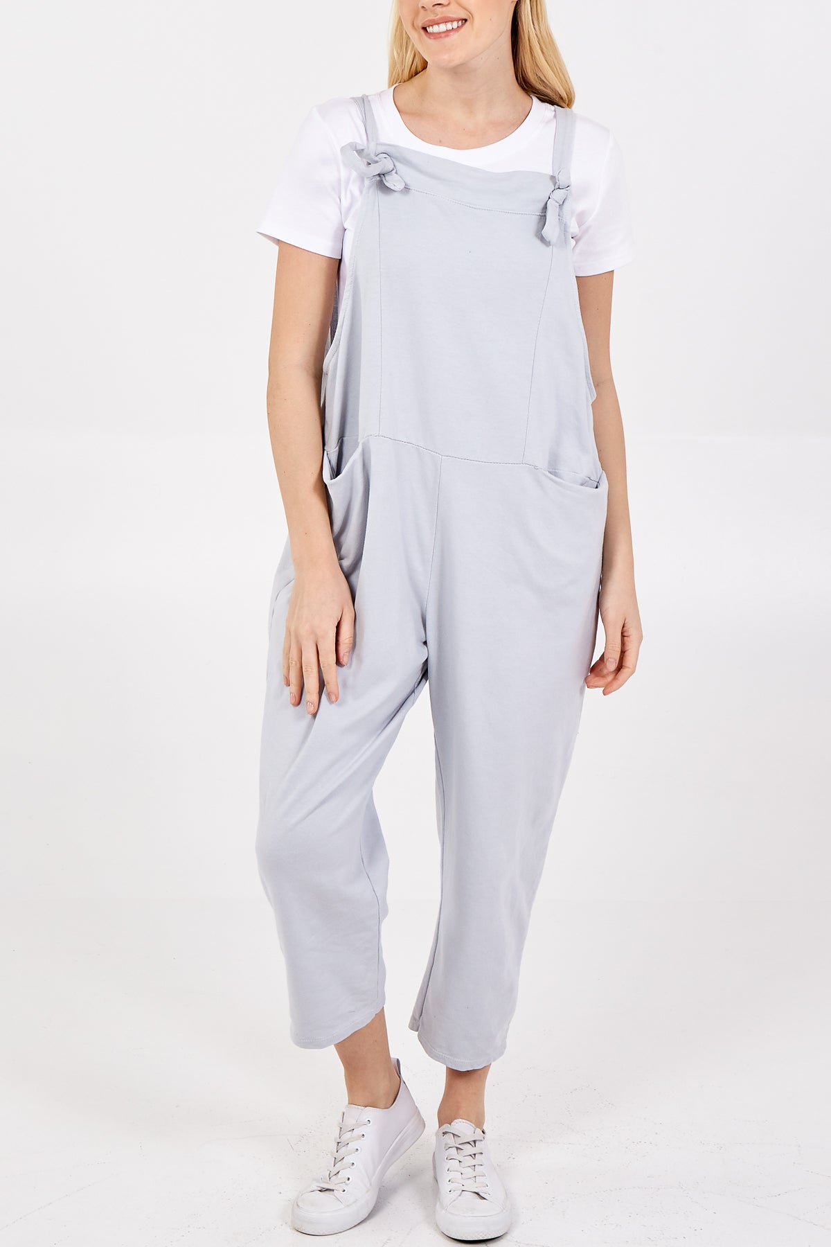 Bow Detail Plain Dungarees