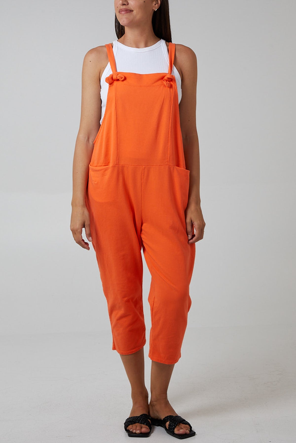 Bow Detail Plain Dungarees