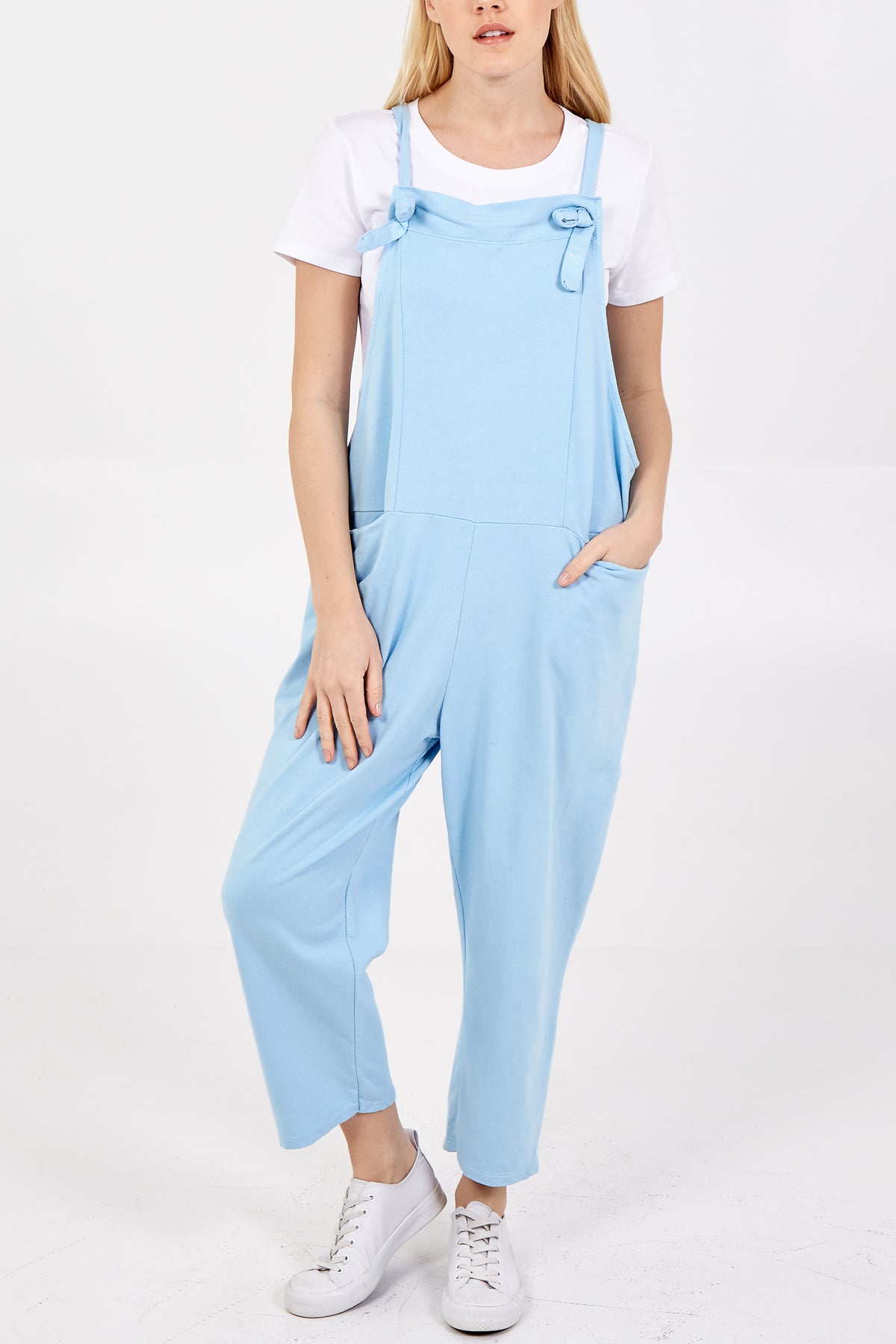 Bow Detail Plain Dungarees