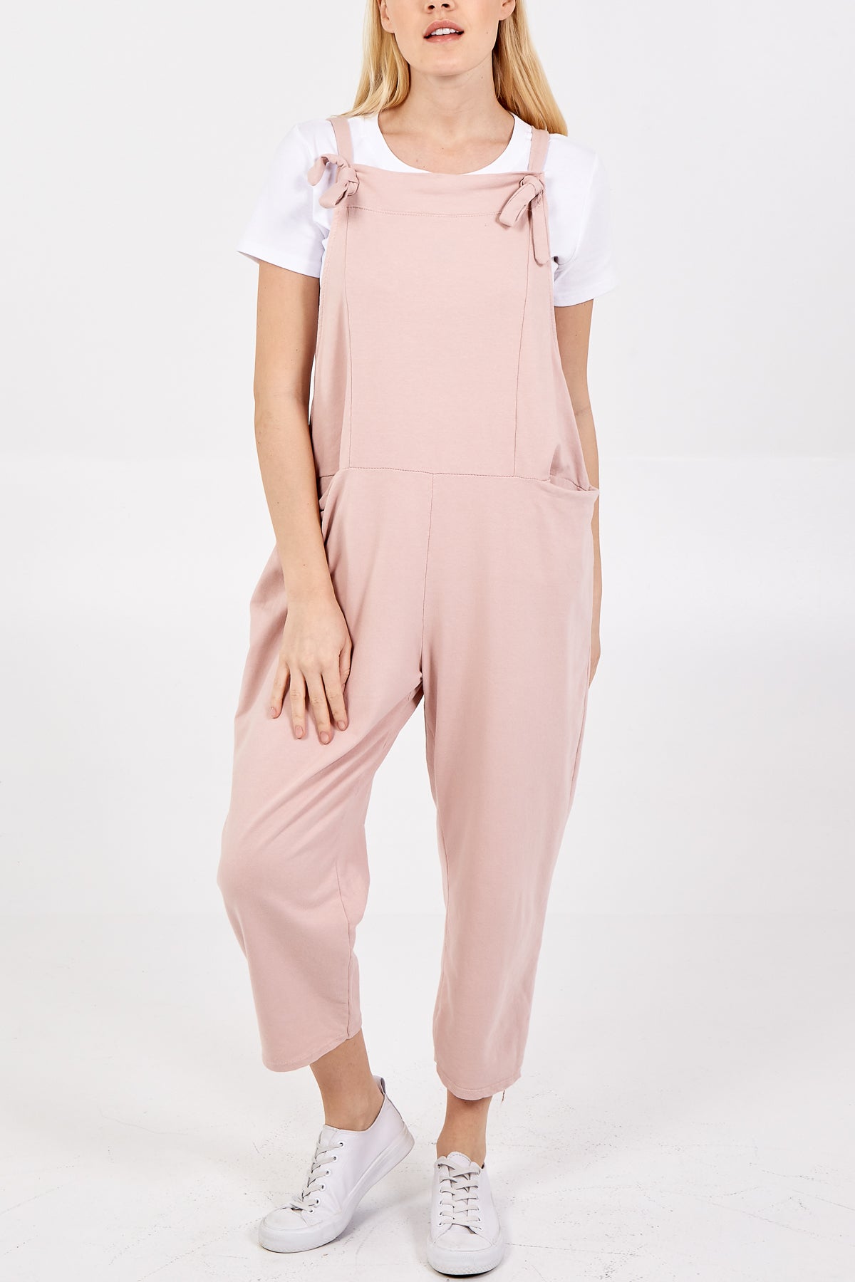 Bow Detail Plain Dungarees