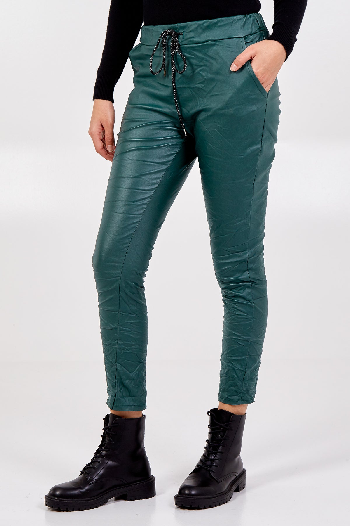 Magic Stretch PU Coated Crushed Trousers