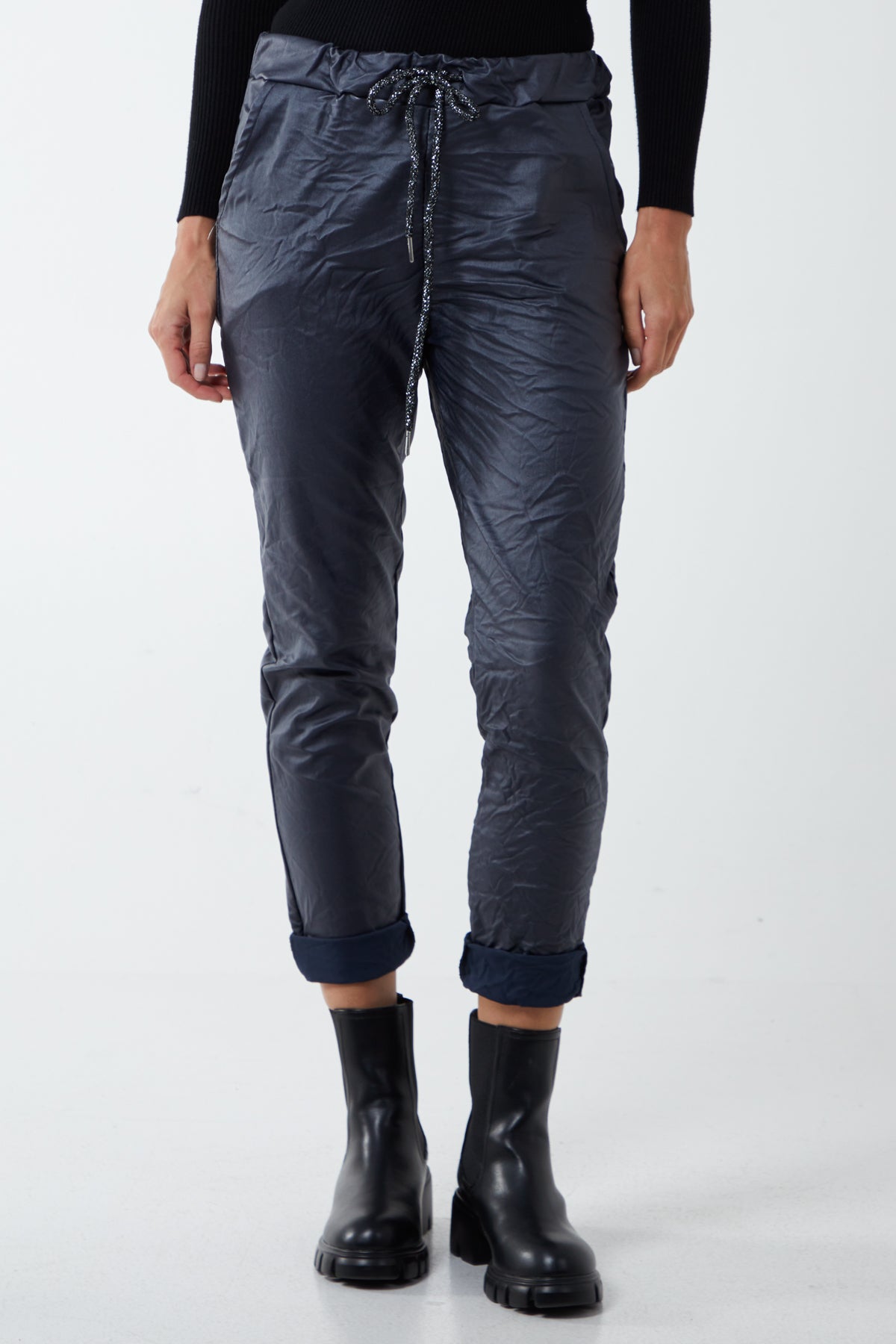 Magic Stretch PU Coated Crushed Trousers
