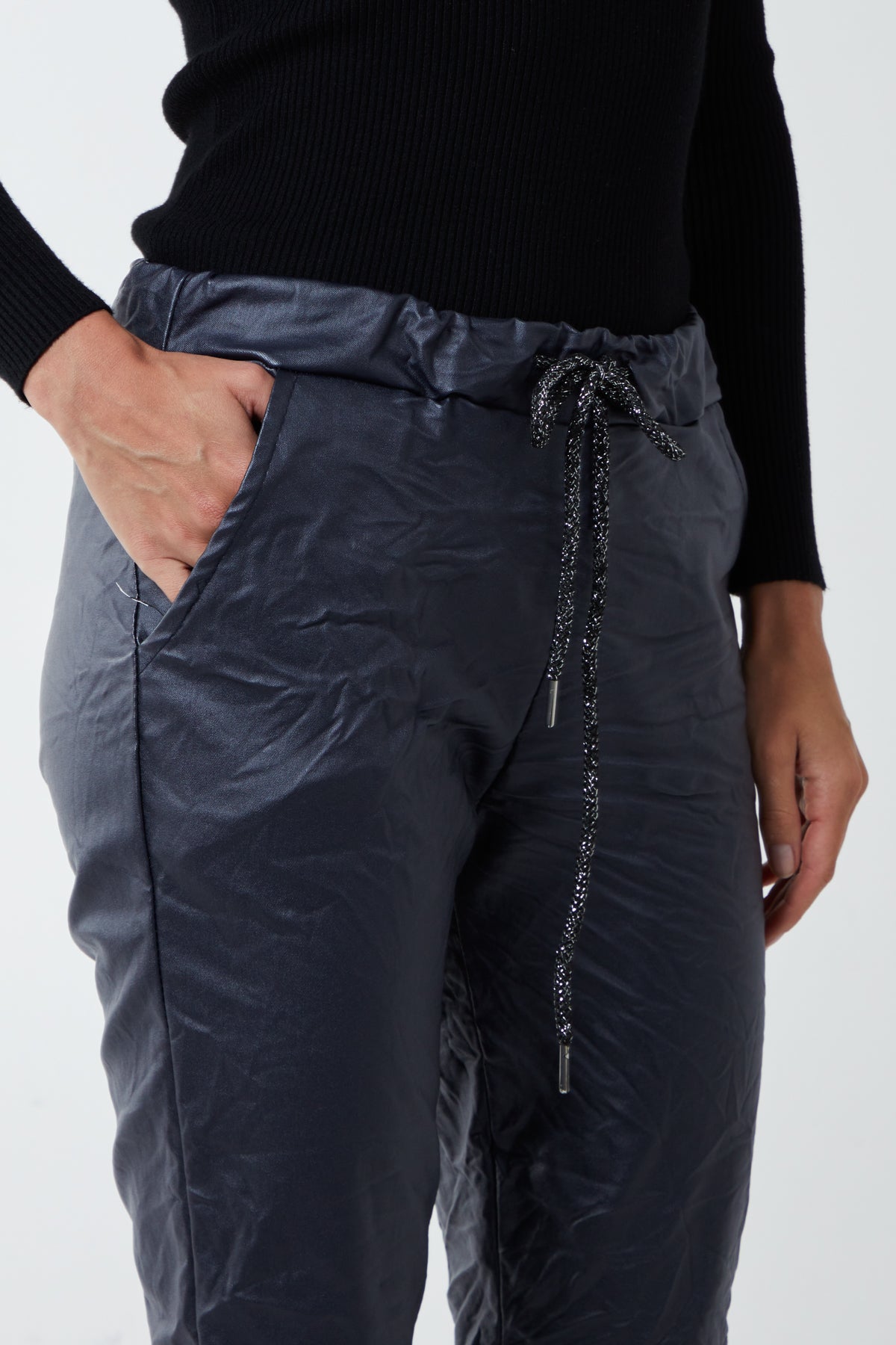 Magic Stretch PU Coated Crushed Trousers