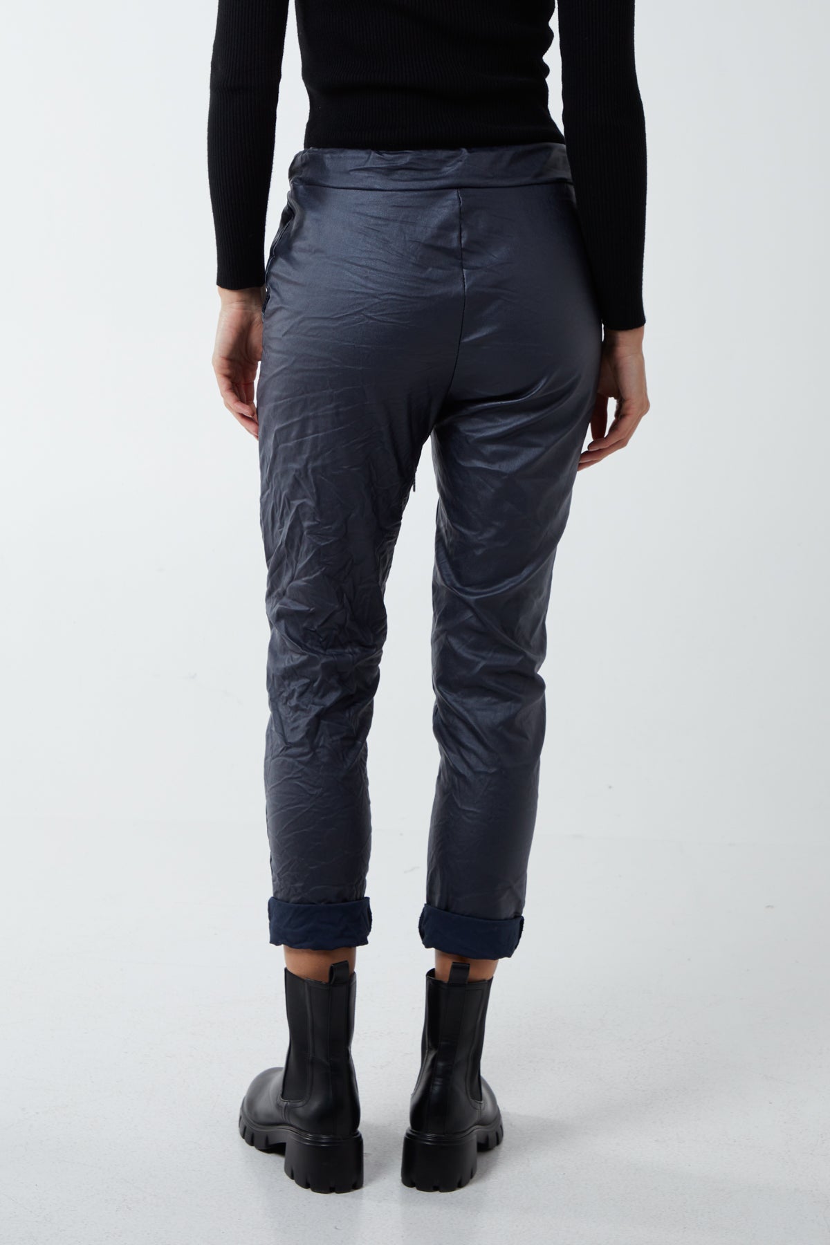 Magic Stretch PU Coated Crushed Trousers