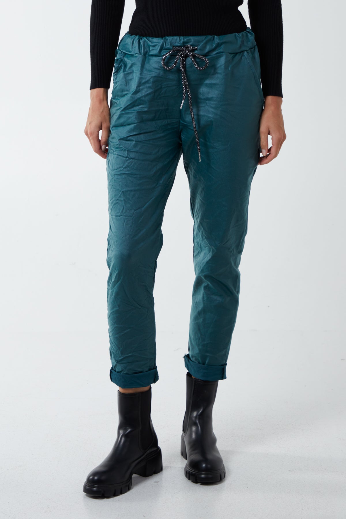 Magic Stretch PU Coated Crushed Trousers