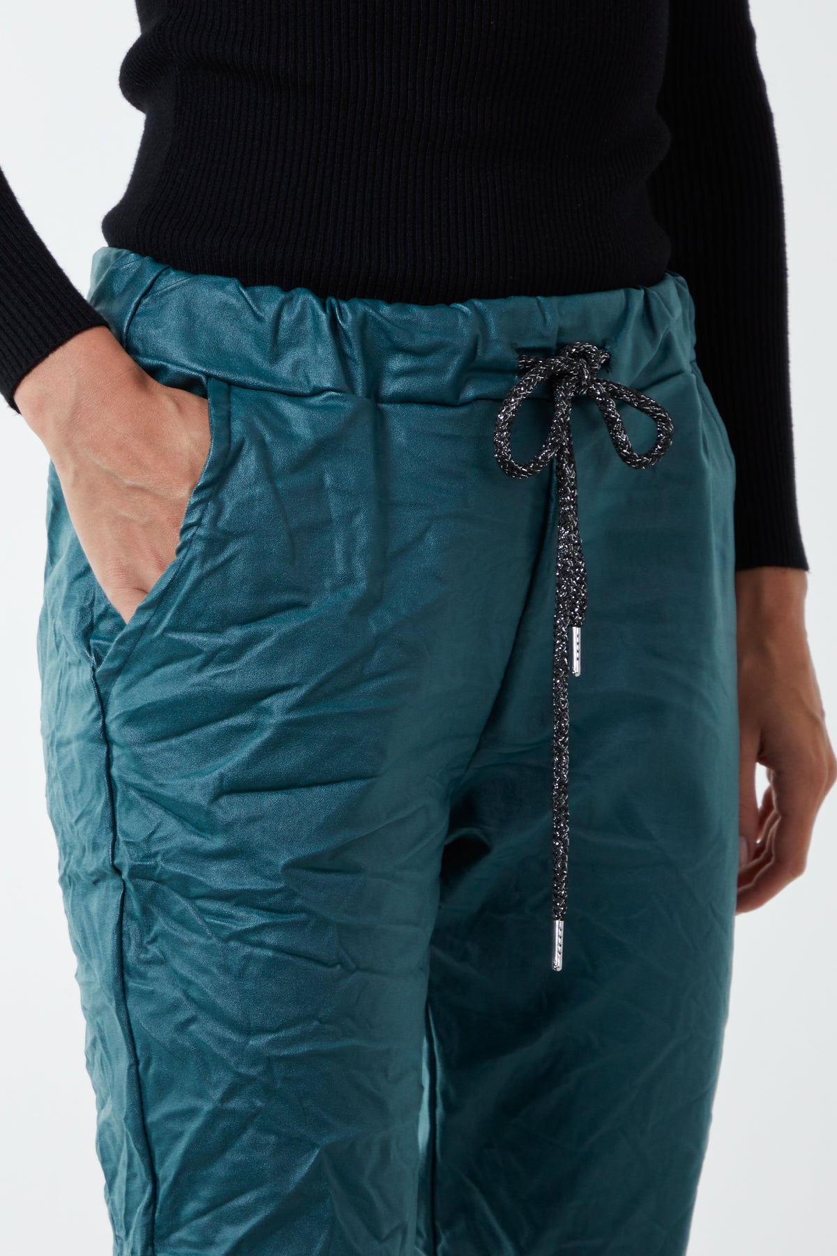 Magic Stretch PU Coated Crushed Trousers