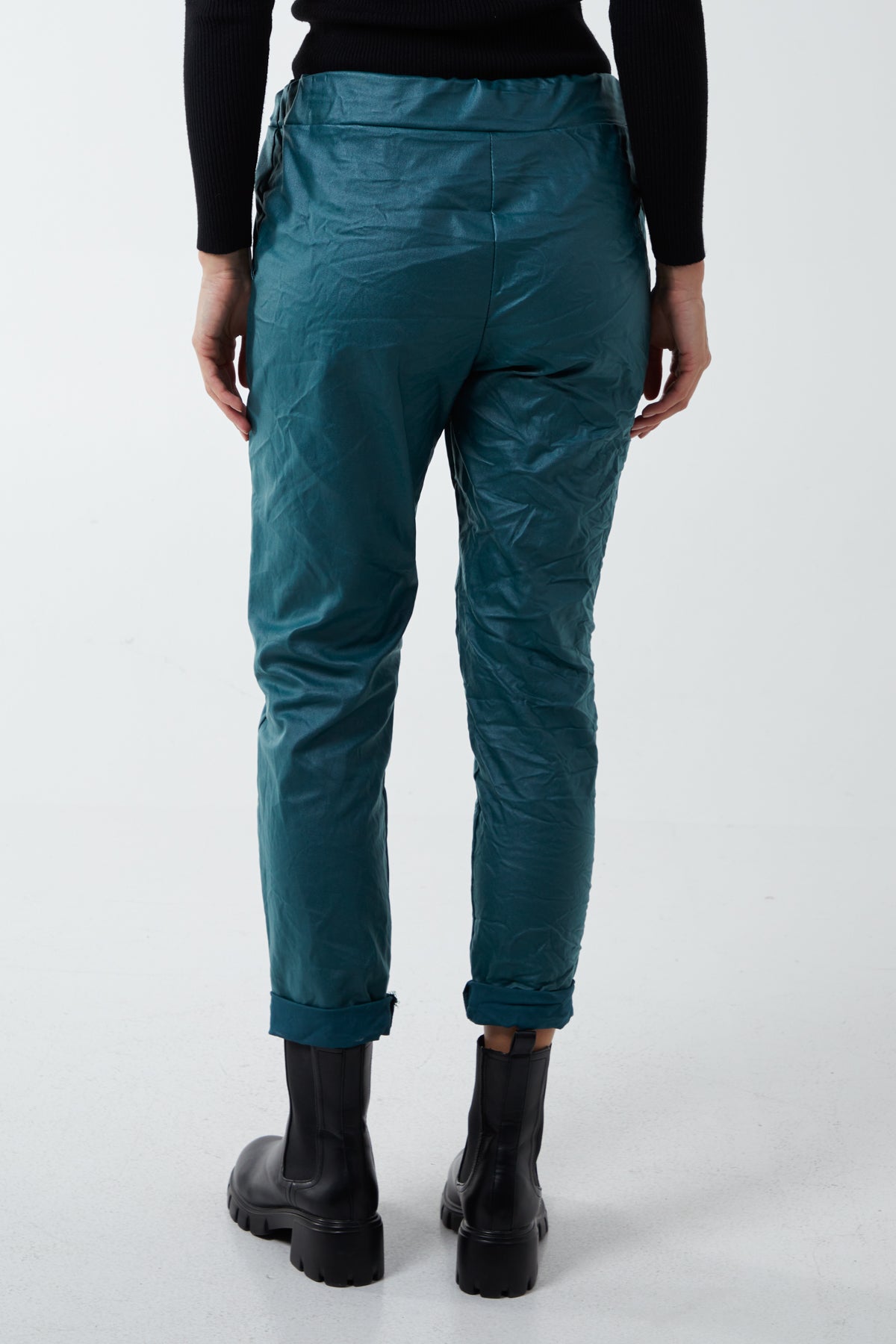 Magic Stretch PU Coated Crushed Trousers