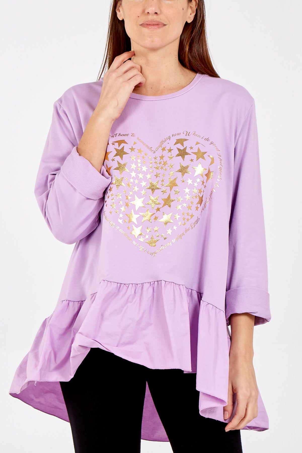 Gold Star Heart Top With Frill Trim