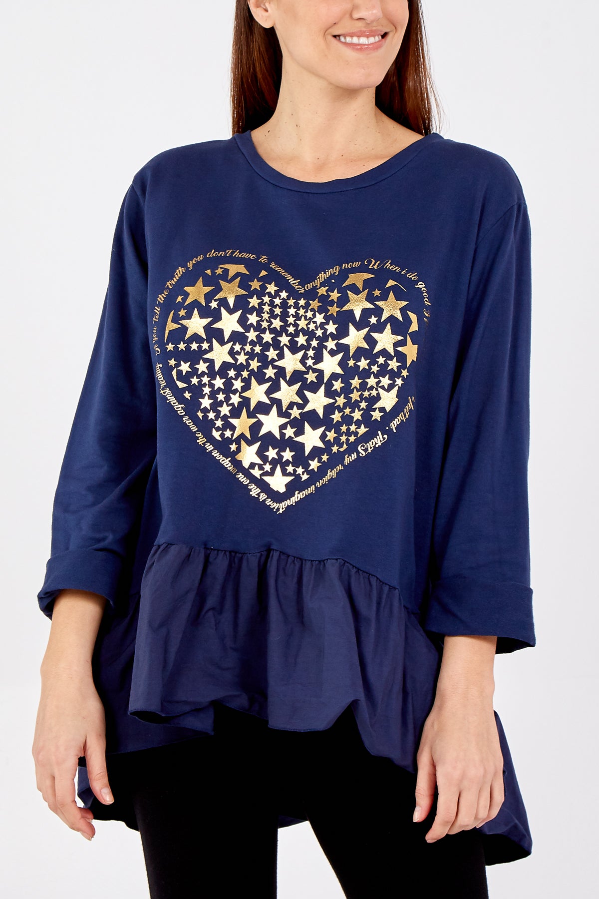Gold Star Heart Top With Frill Trim