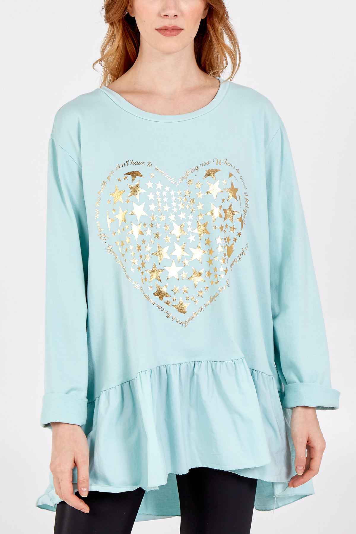 Gold Star Heart Top With Frill Trim