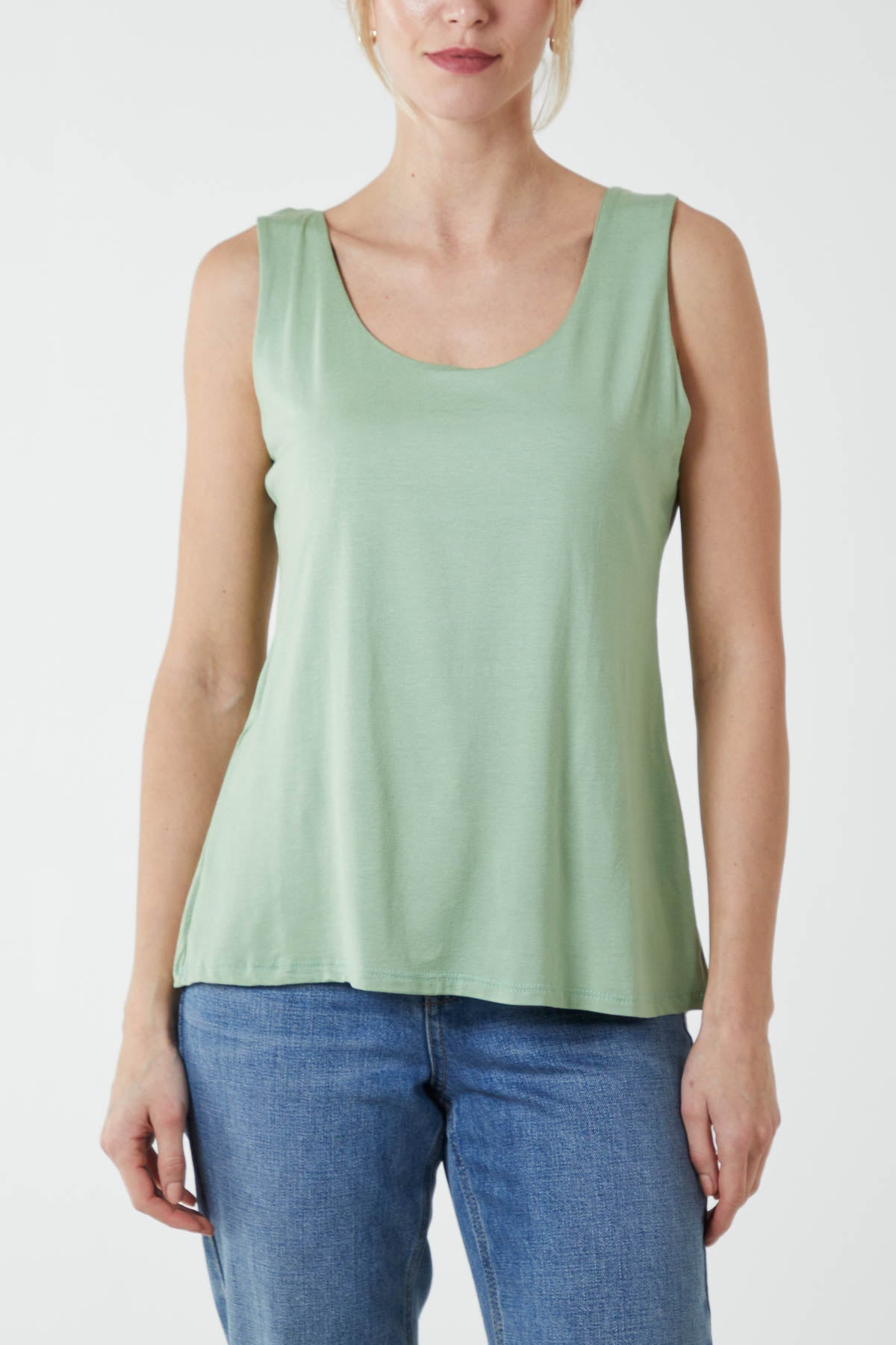 Double Layer Scoop Neck Plain Vest