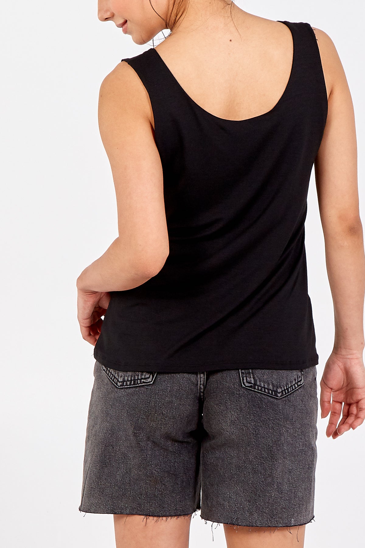 Double Layer Scoop Neck Plain Vest