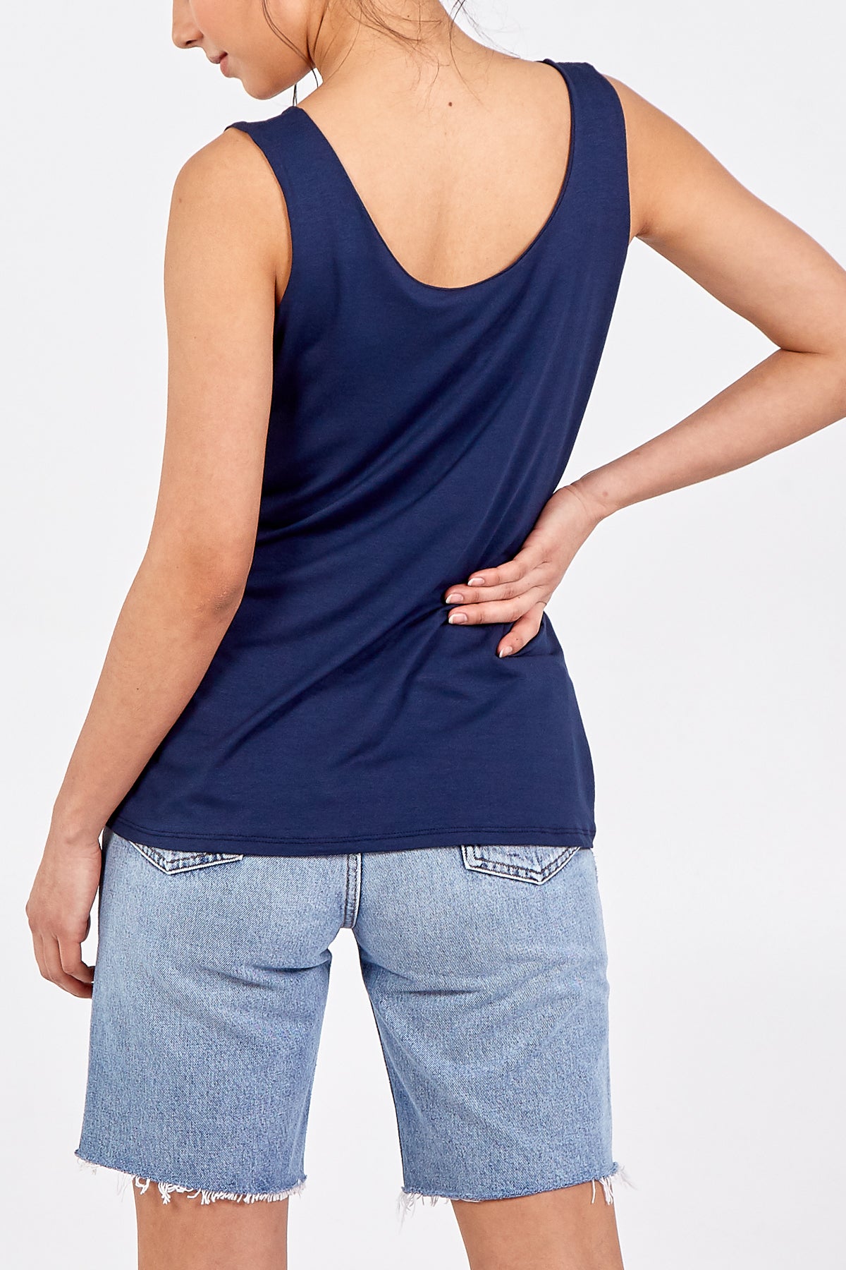 Double Layer Scoop Neck Plain Vest
