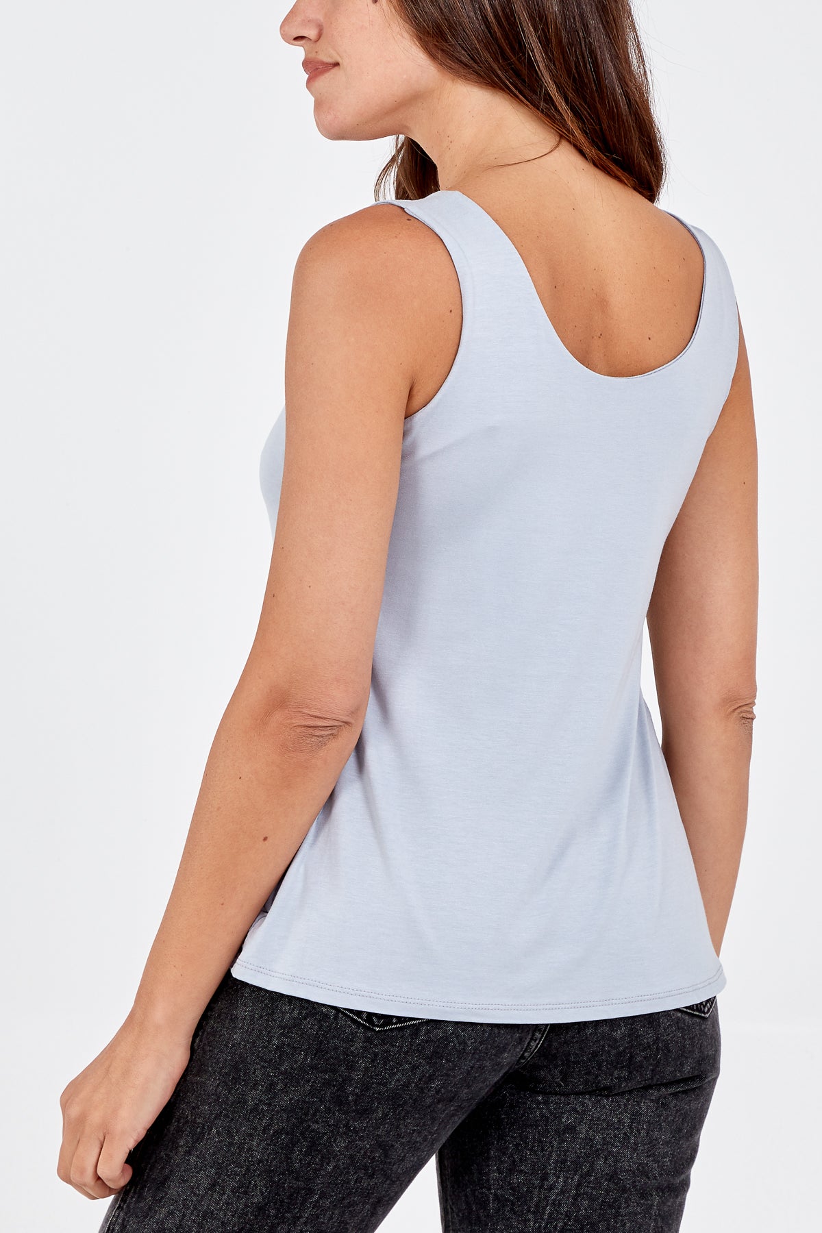 Double Layer Scoop Neck Plain Vest