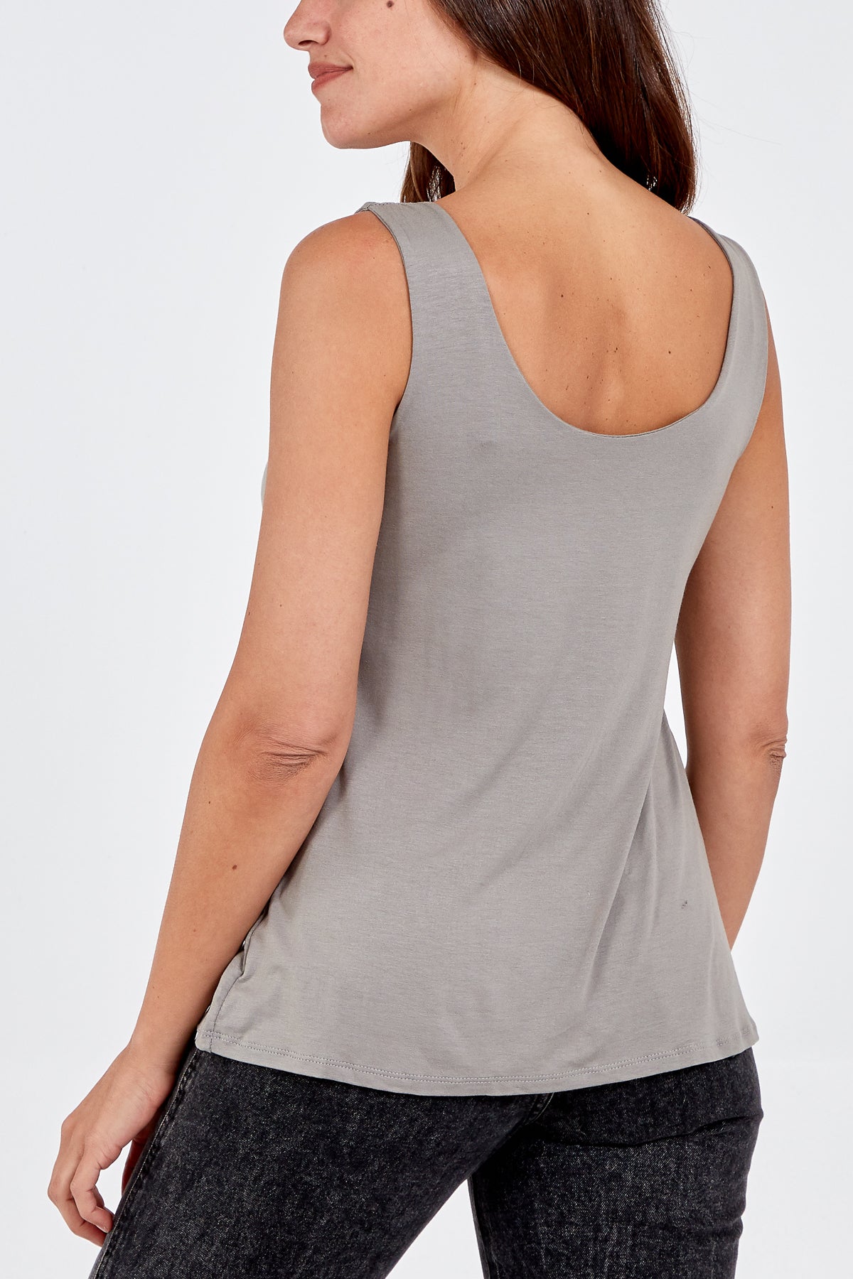 Double Layer Scoop Neck Plain Vest