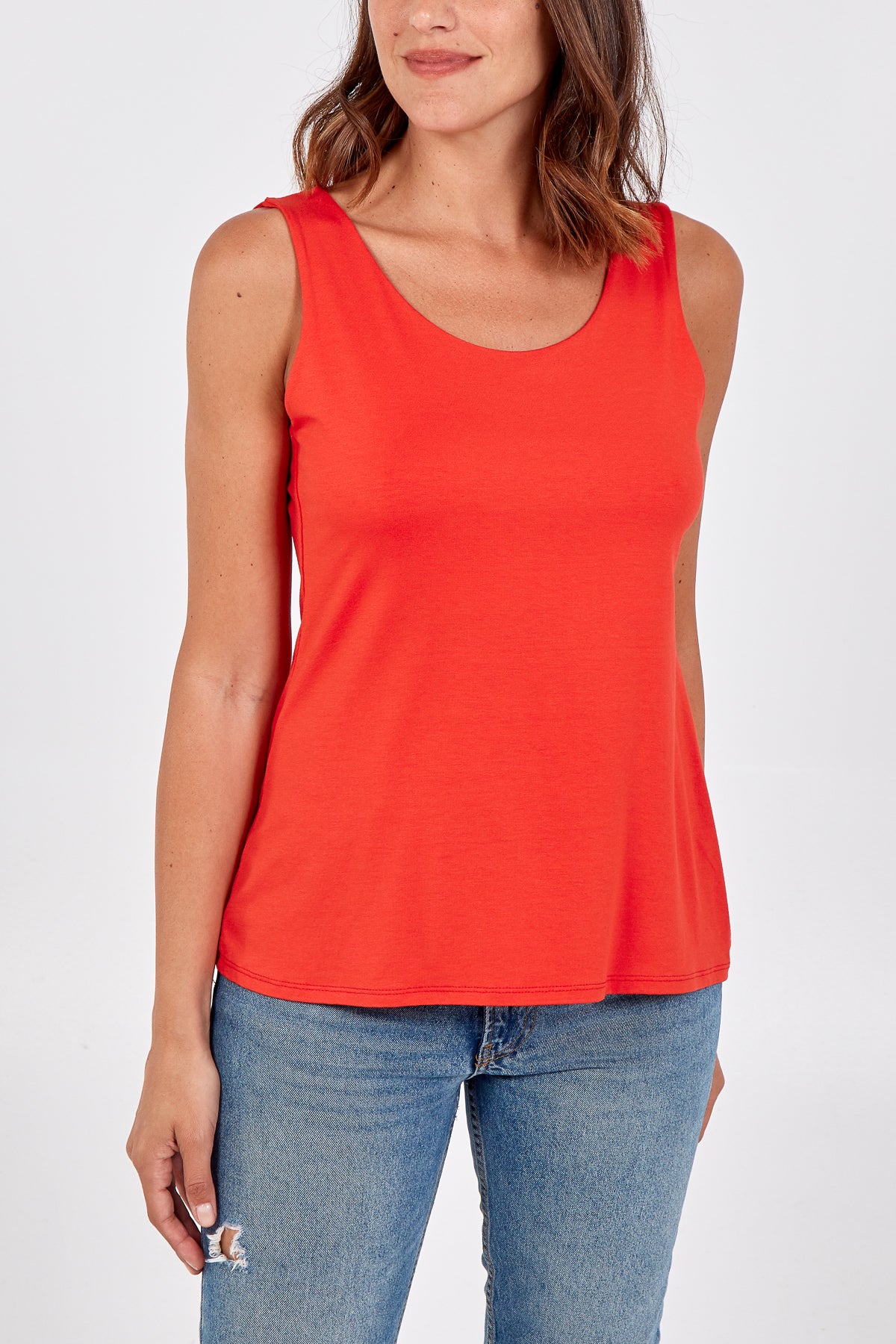 Double Layer Scoop Neck Plain Vest