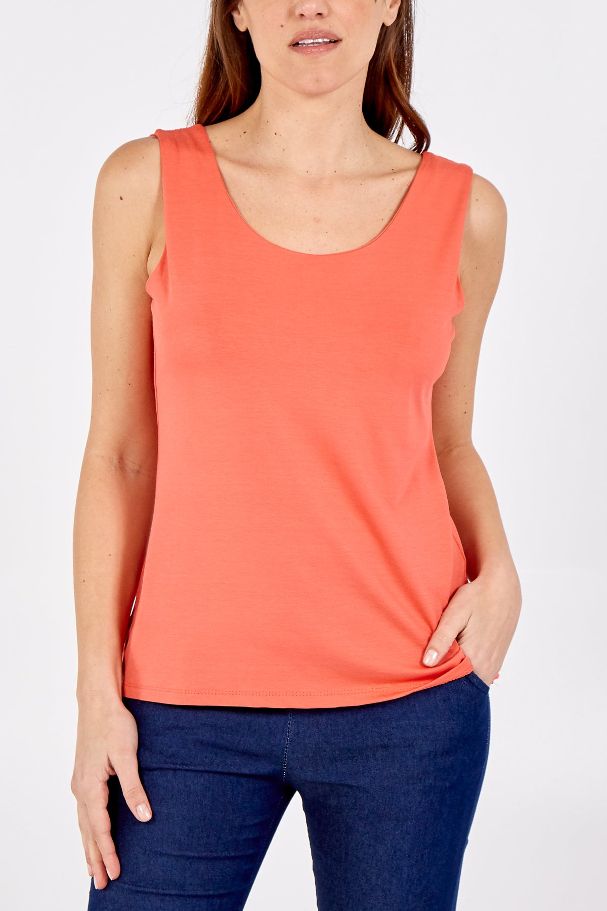 Double Layer Scoop Neck Plain Vest
