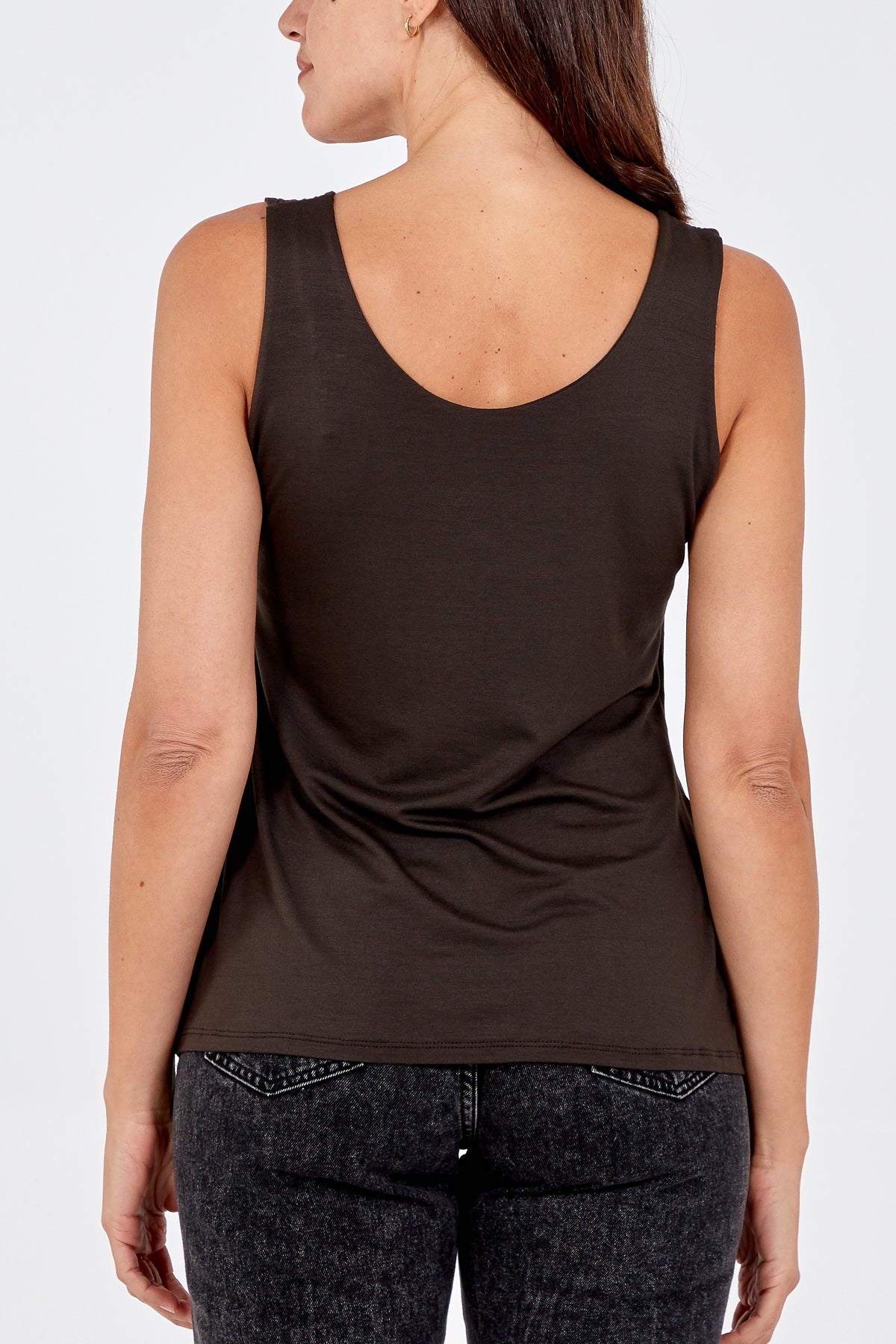 Double Layer Scoop Neck Plain Vest