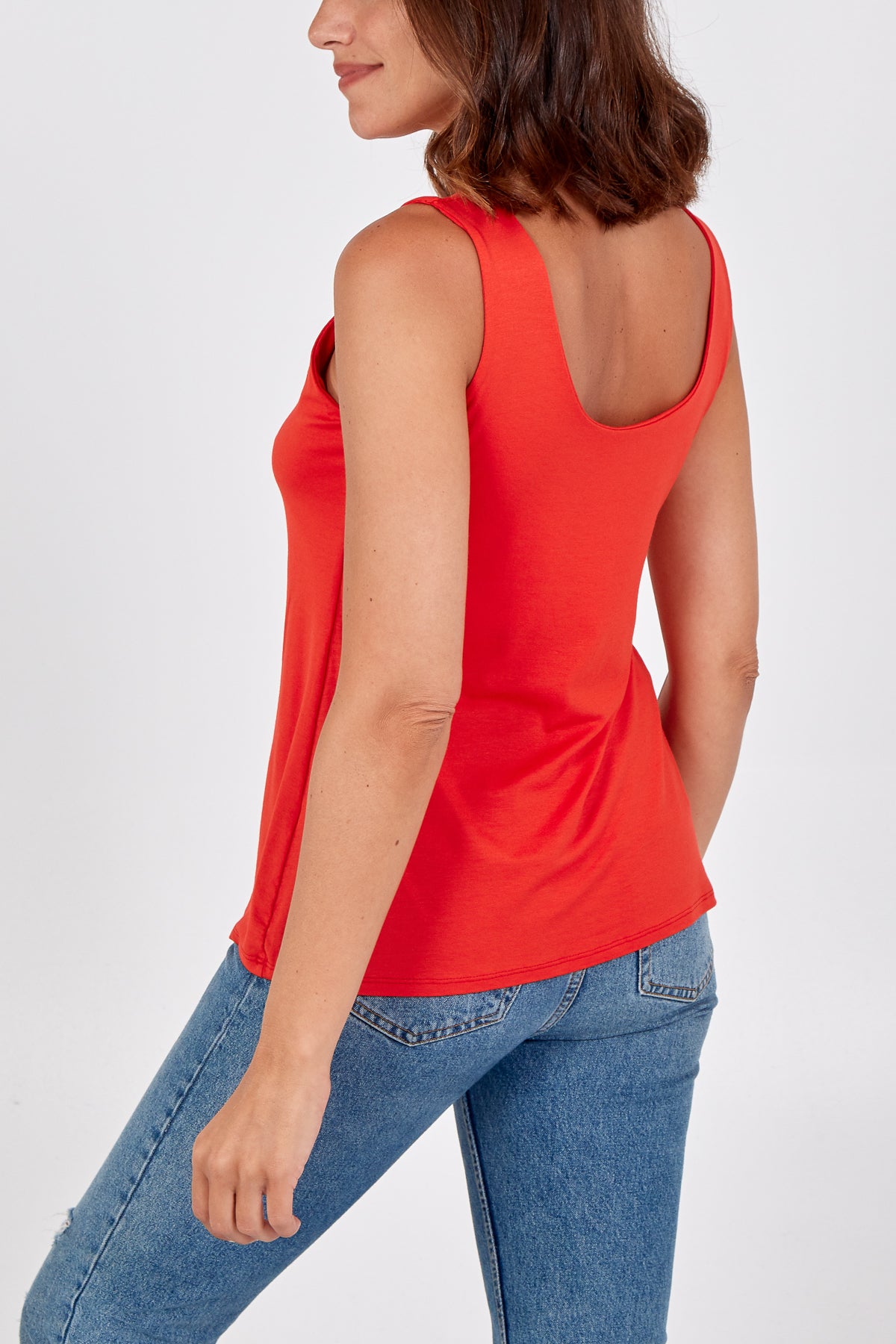 Double Layer Scoop Neck Plain Vest