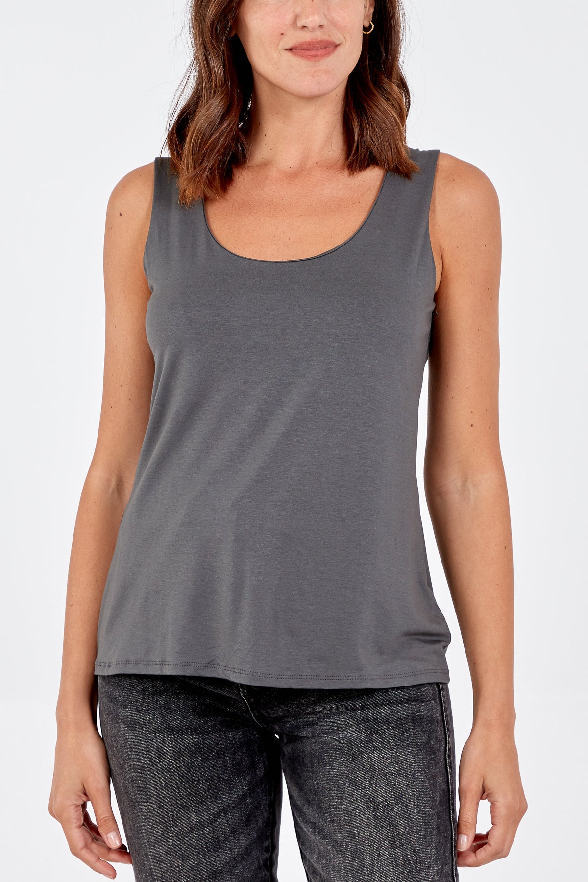 Double Layer Scoop Neck Plain Vest