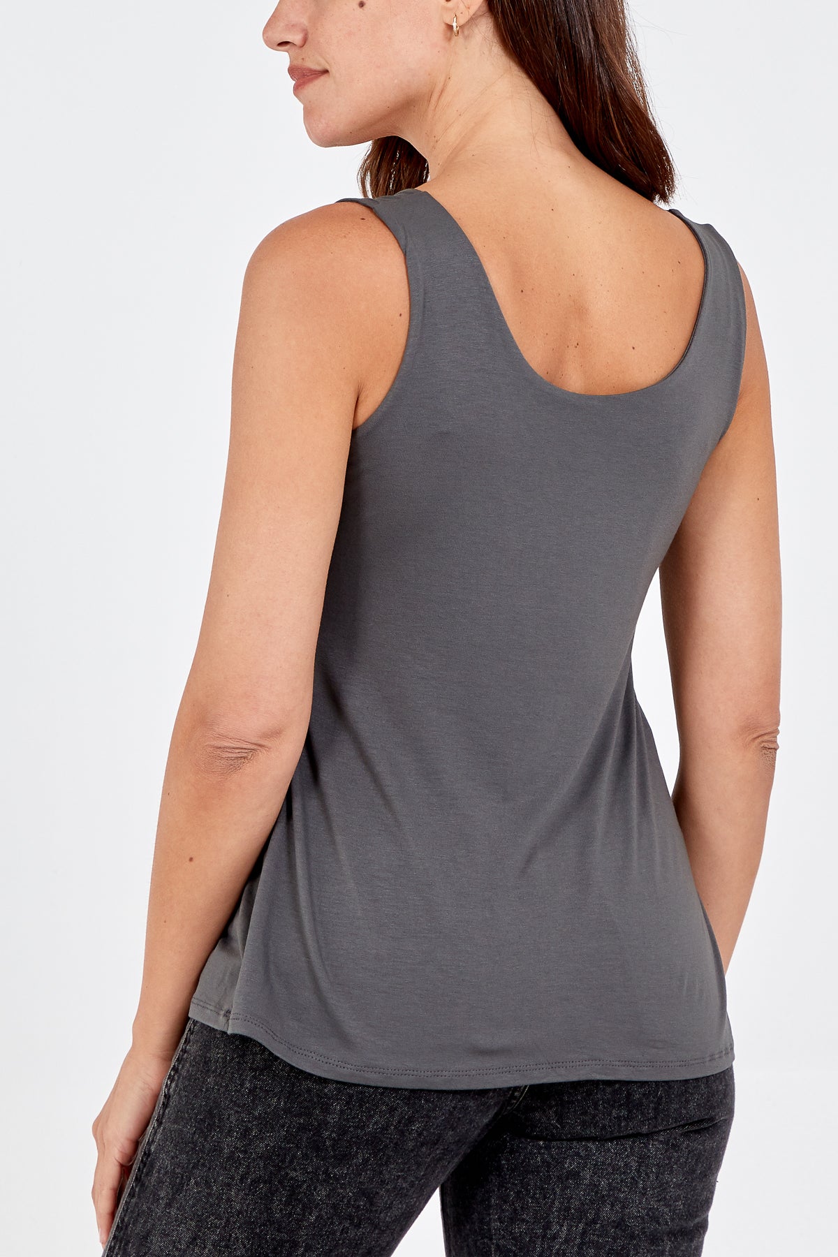 Double Layer Scoop Neck Plain Vest