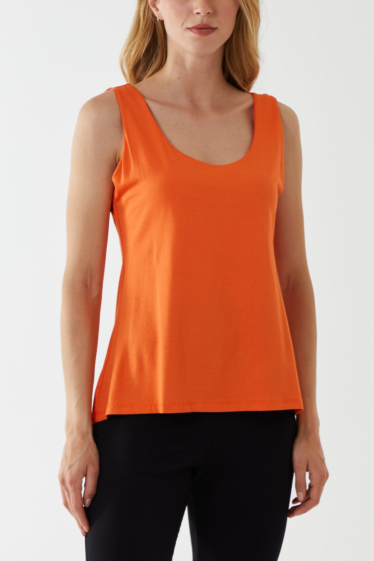 Double Layer Scoop Neck Plain Vest