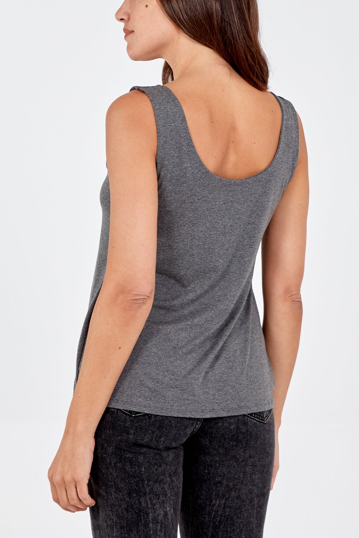 Double Layer Scoop Neck Plain Vest