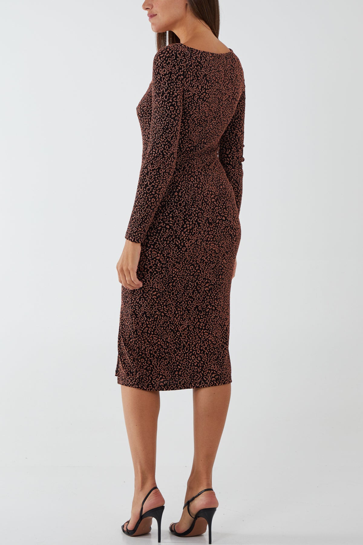 Glitter Animal Corset Front Midi Dress