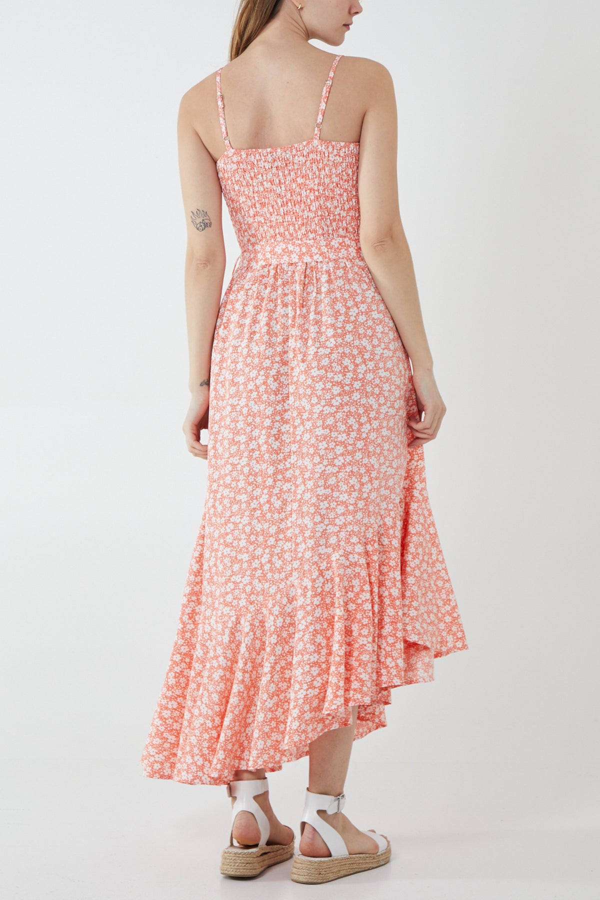 Floral Asymmetric Hem Maxi Dress