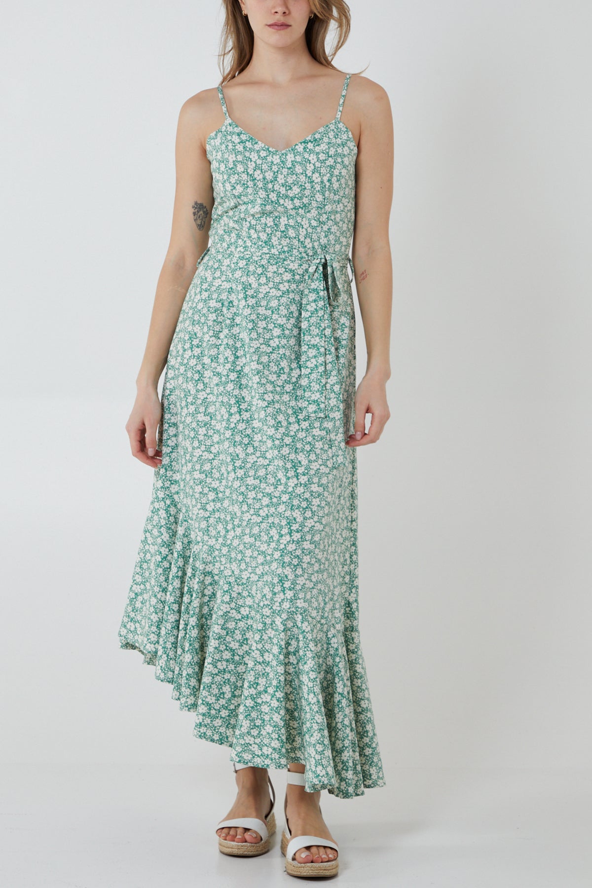 Floral Asymmetric Hem Maxi Dress