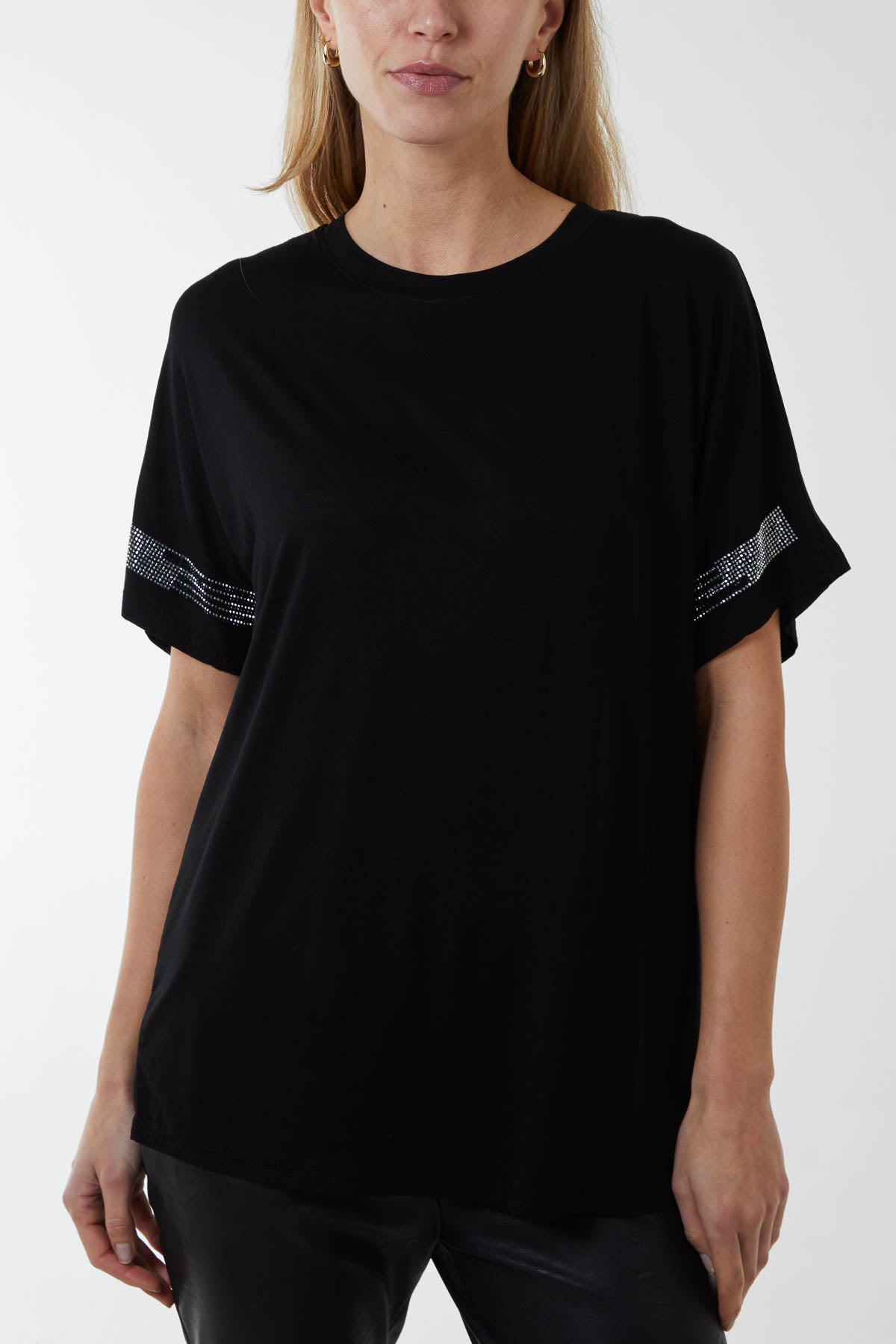 Diamante Trim Sleeves T-Shirt