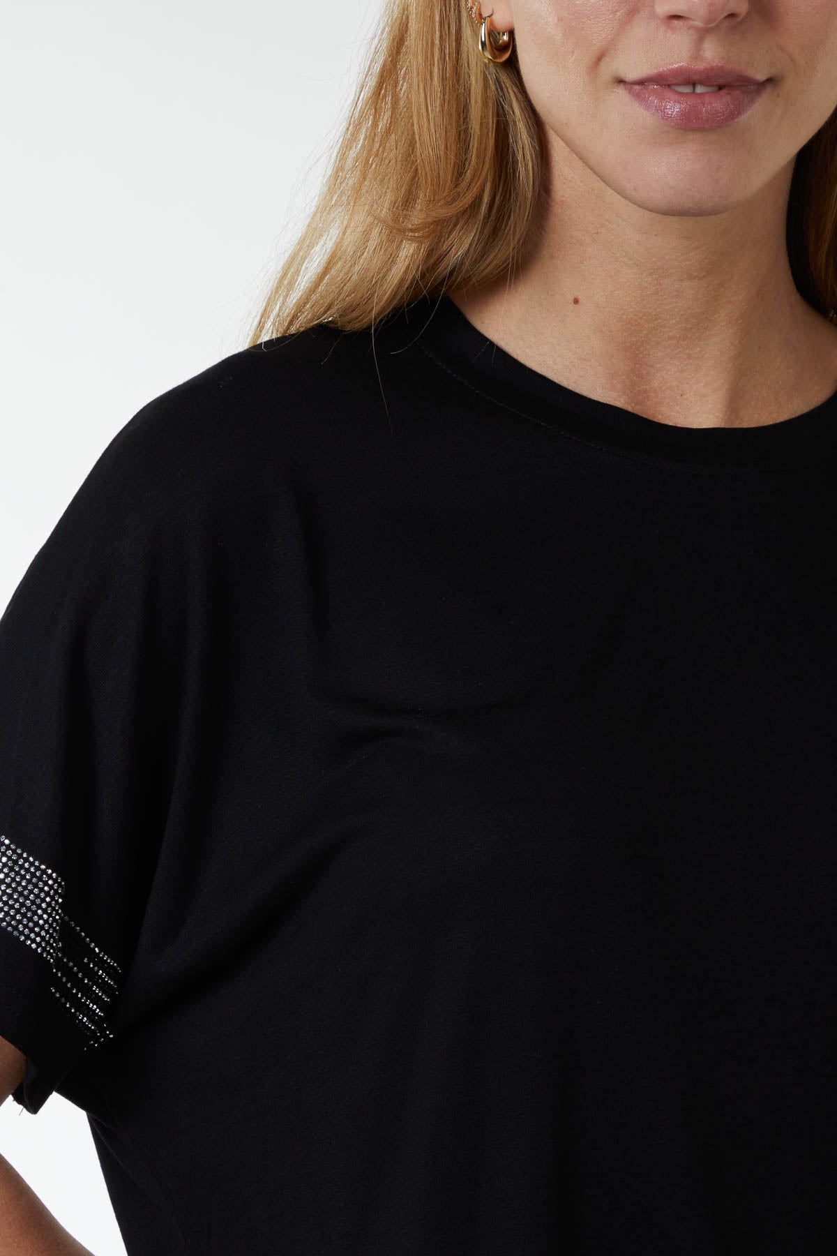 Diamante Trim Sleeves T-Shirt