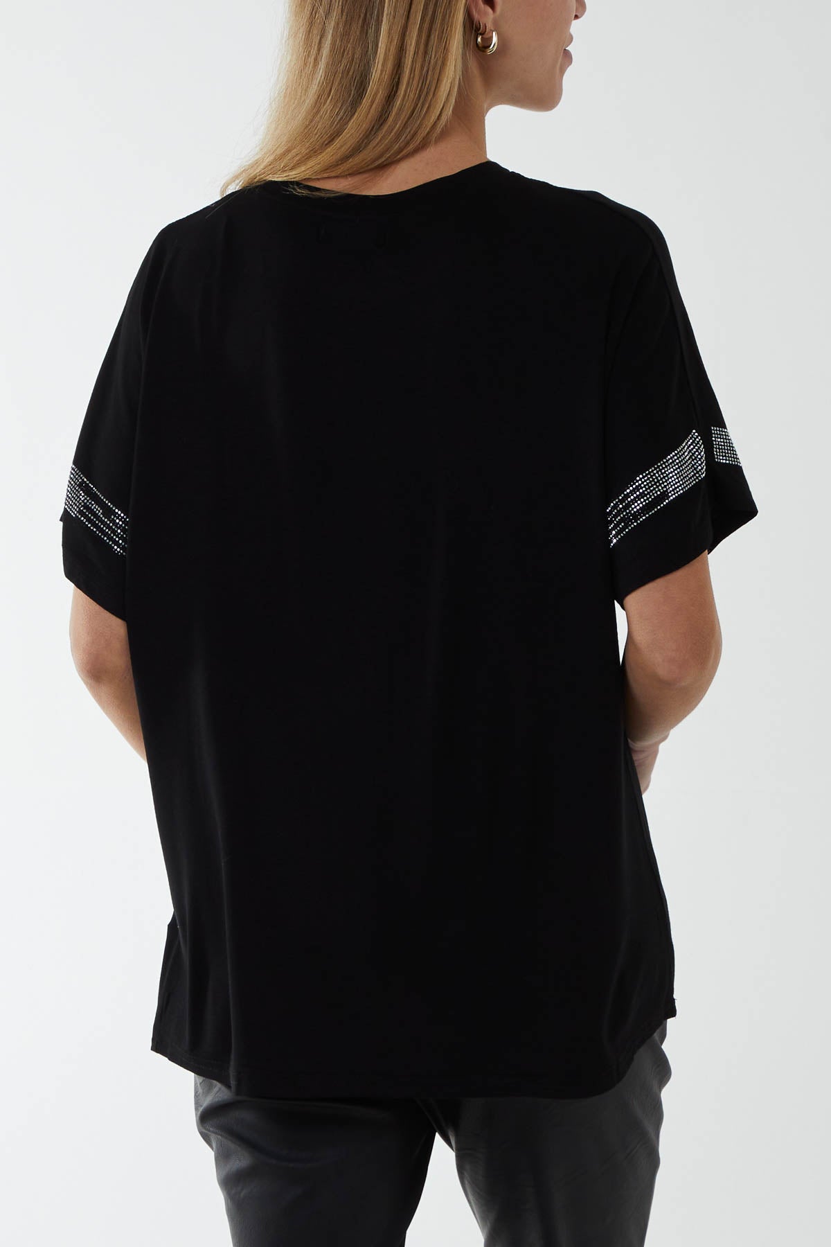 Diamante Trim Sleeves T-Shirt