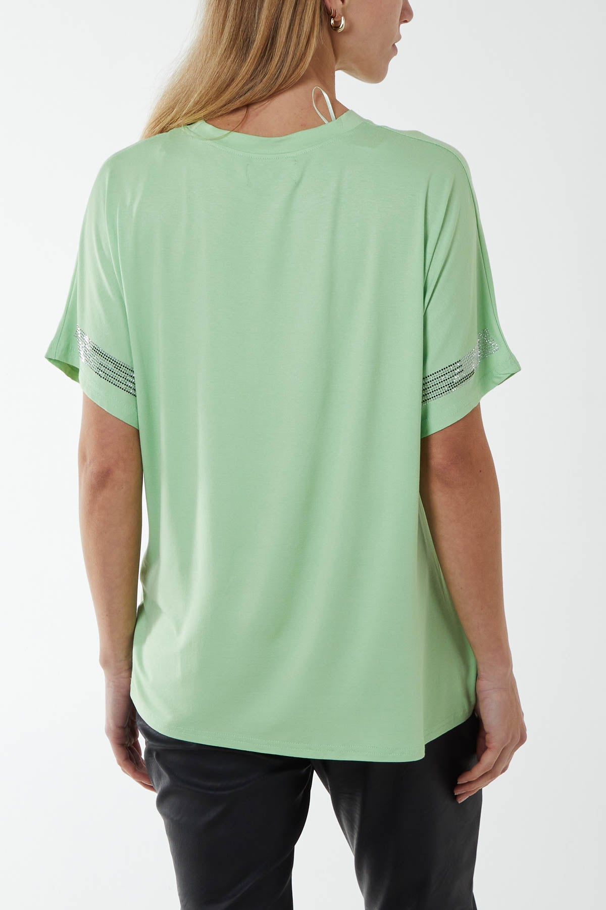 Diamante Trim Sleeves T-Shirt