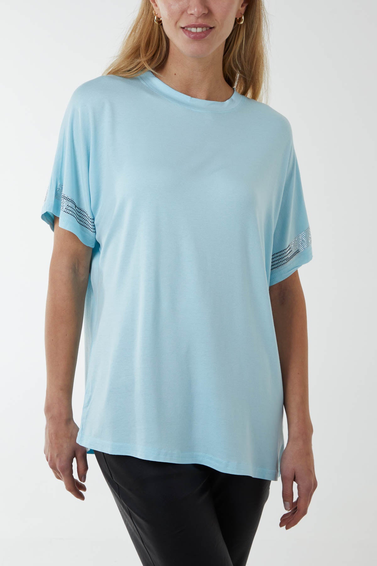 Diamante Trim Sleeves T-Shirt