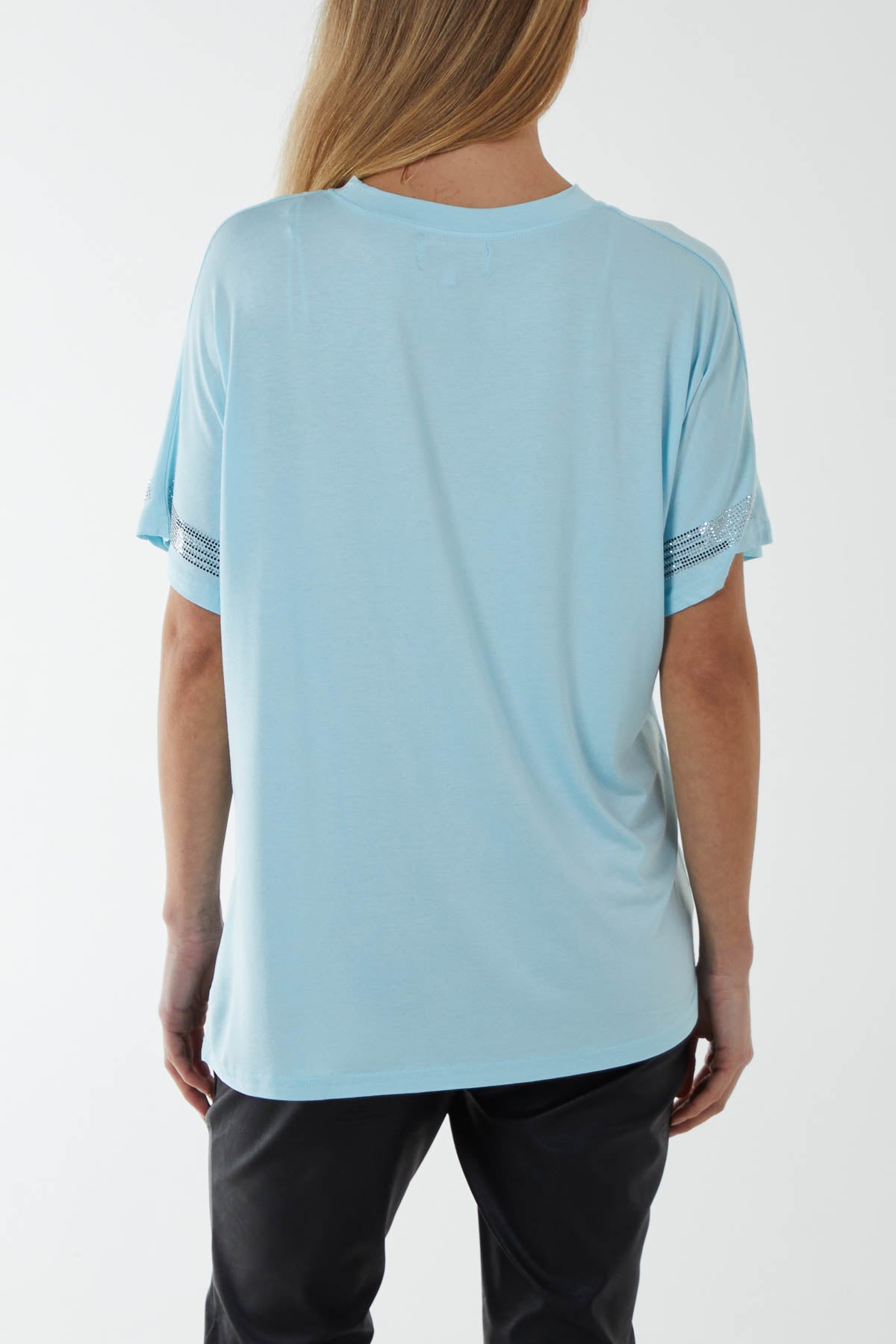Diamante Trim Sleeves T-Shirt