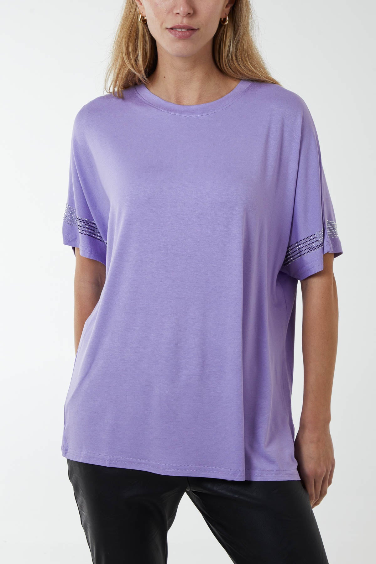 Diamante Trim Sleeves T-Shirt