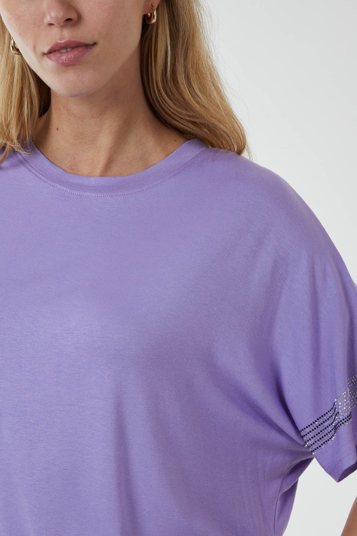 Diamante Trim Sleeves T-Shirt