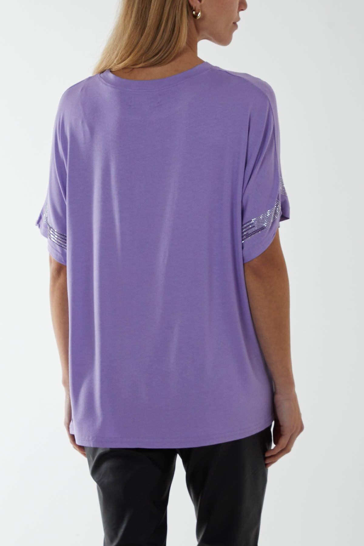 Diamante Trim Sleeves T-Shirt