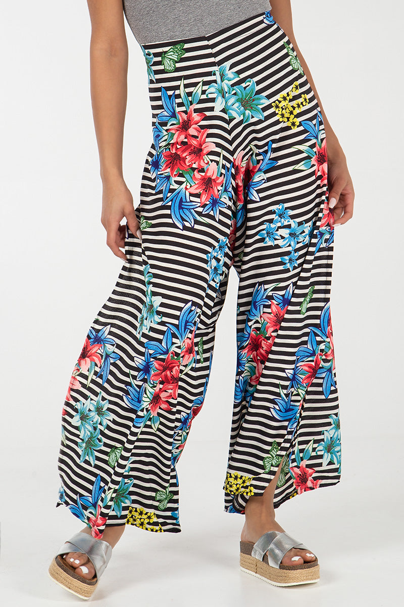 Stripe Floral Multiway Tie / Jumpsuit Trousers