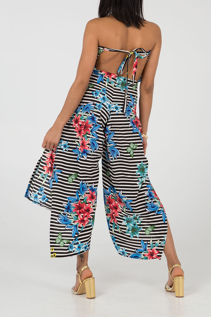 Stripe Floral Multiway Tie / Jumpsuit Trousers