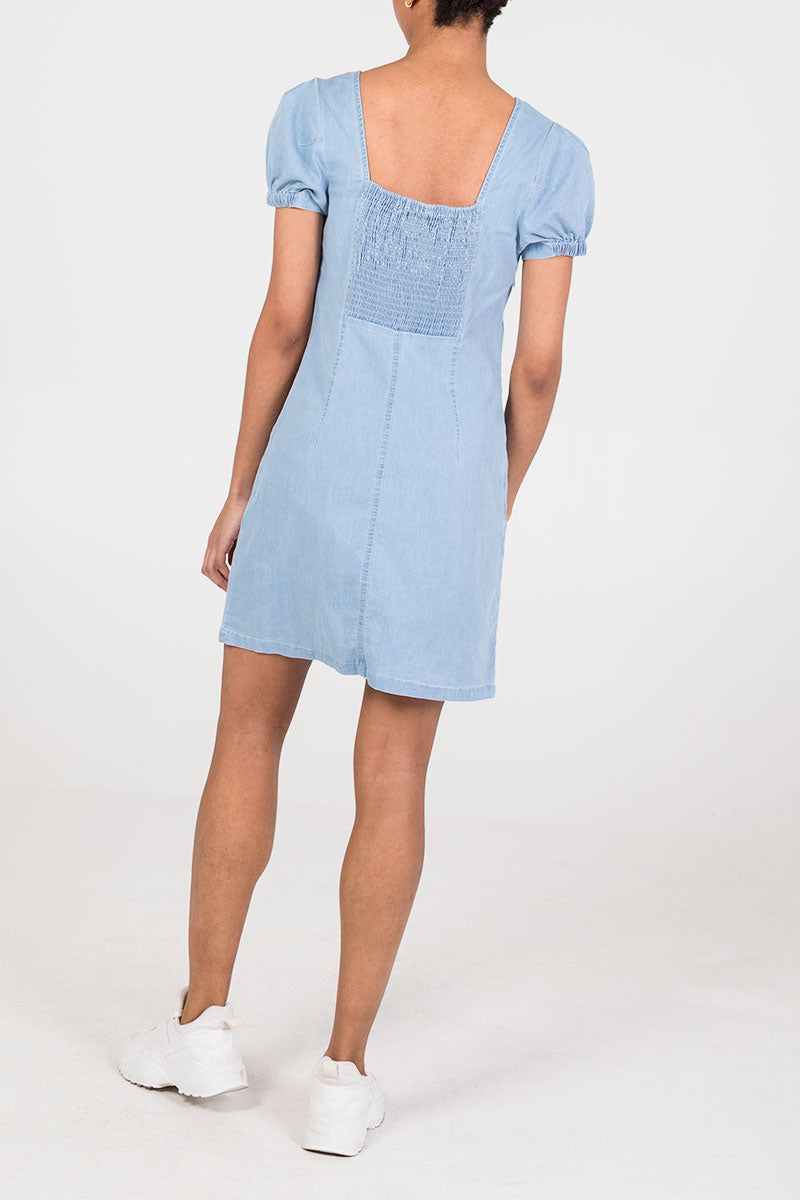 Sweetheart Neck Denim Dress
